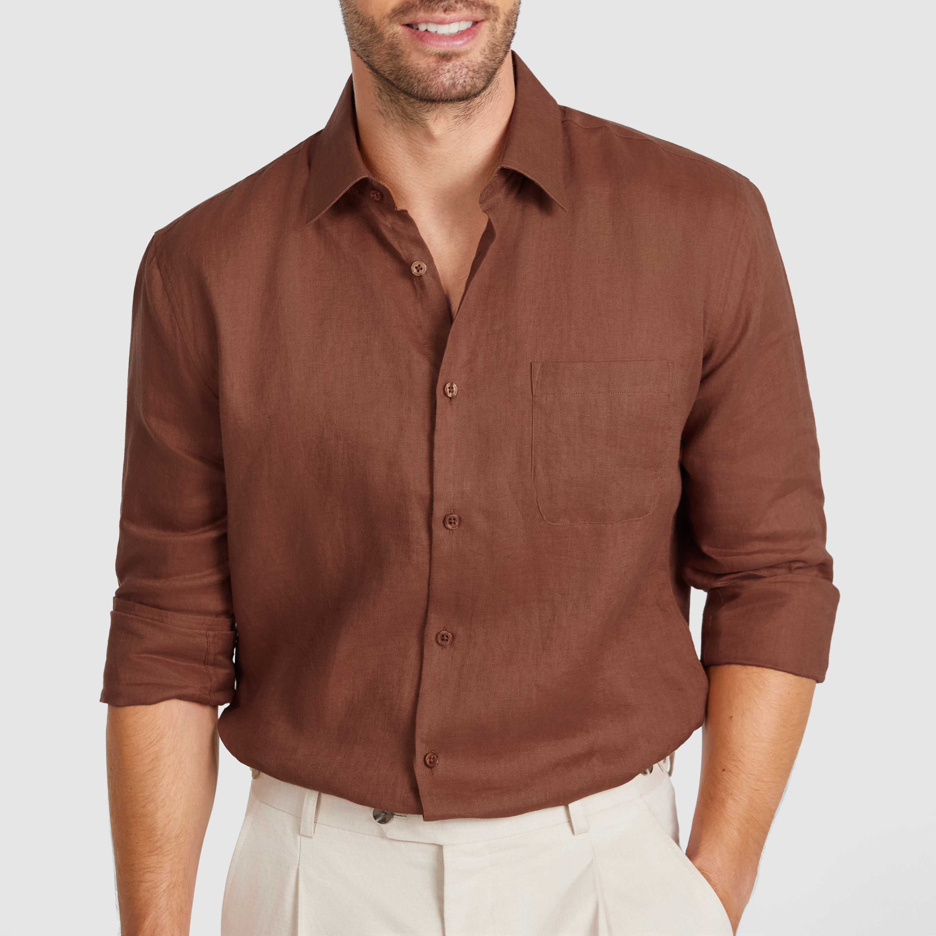 Rust Hamilton Pure Linen Shirt