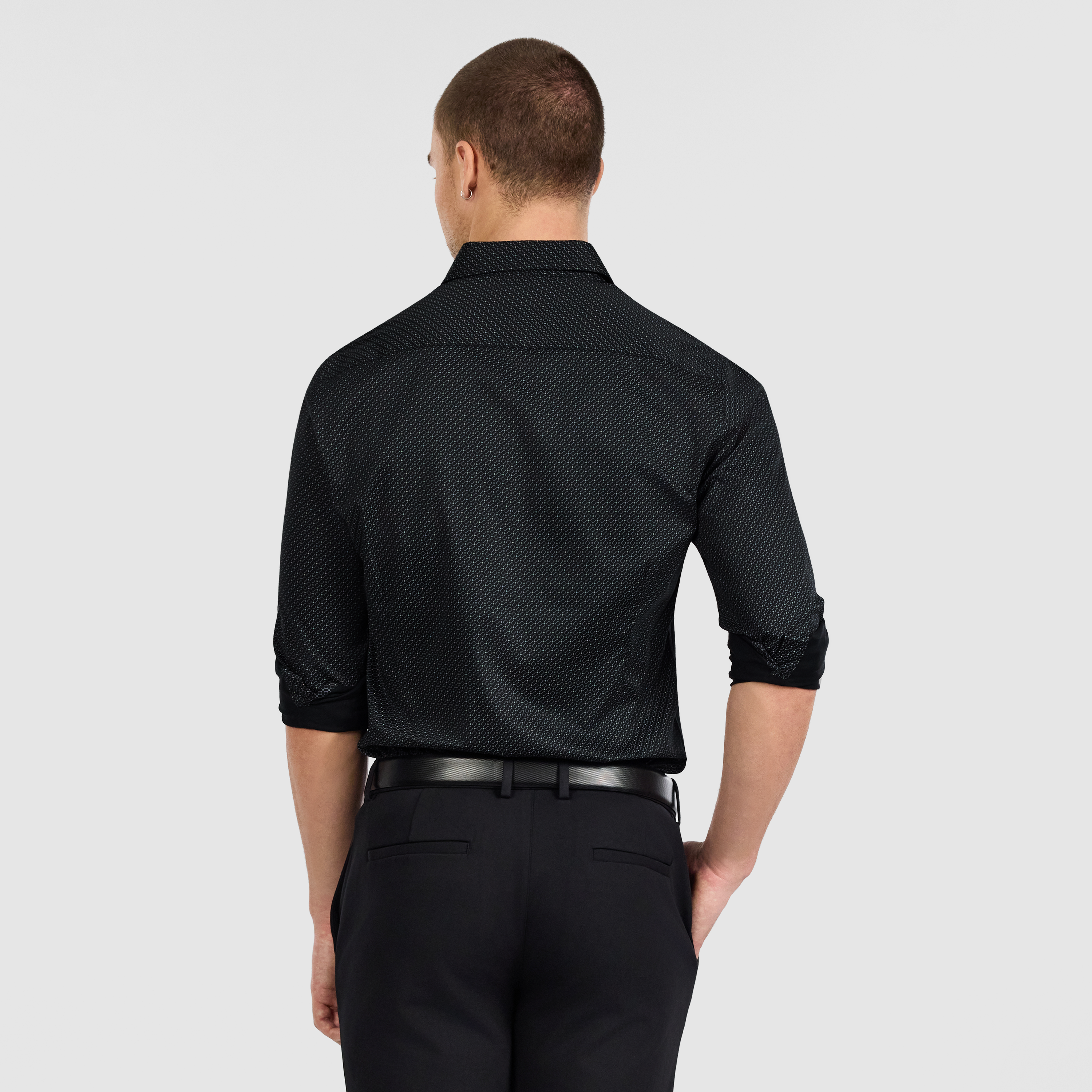 Black Nixos Slim Stretch Geo Shirt
