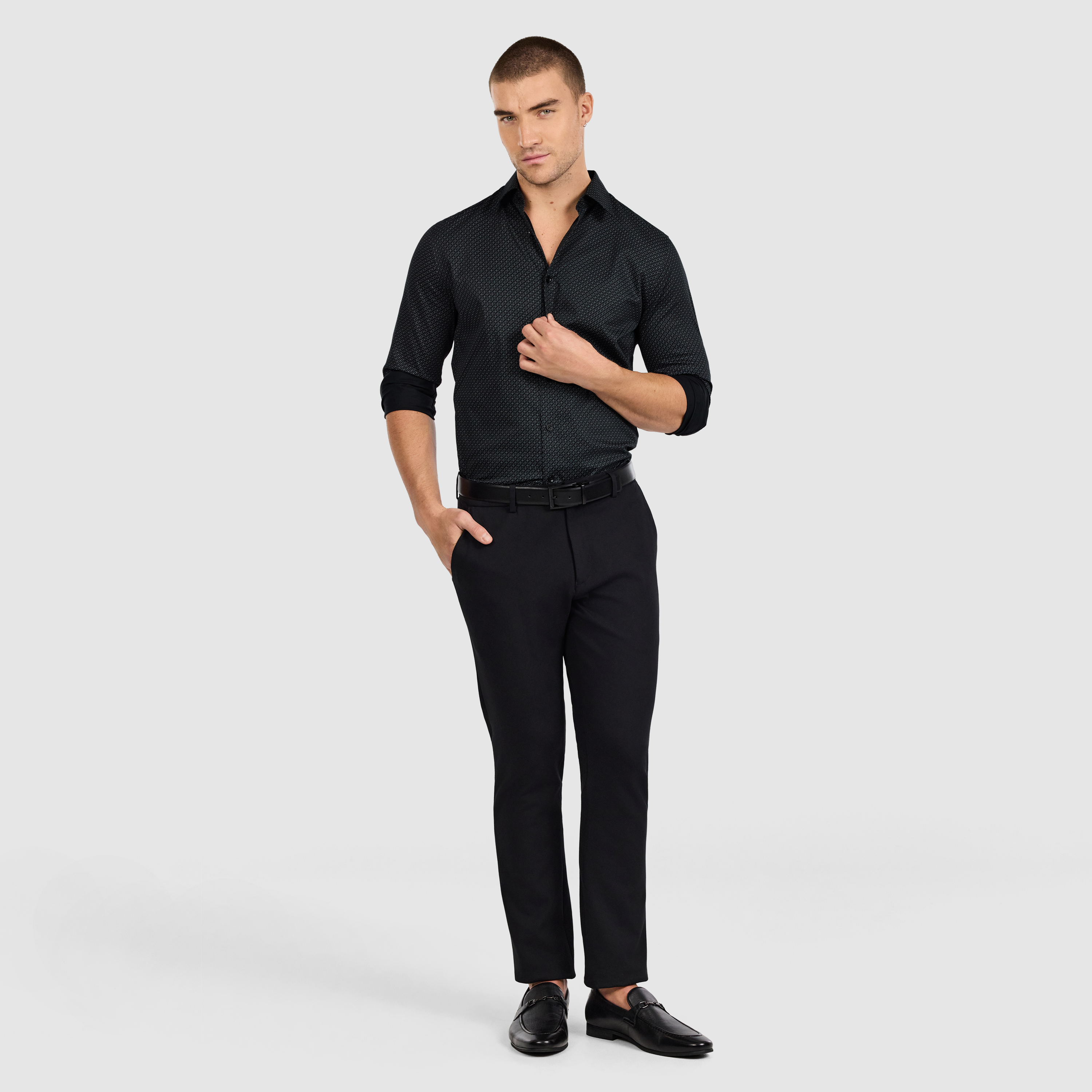 Black Nixos Slim Stretch Geo Shirt
