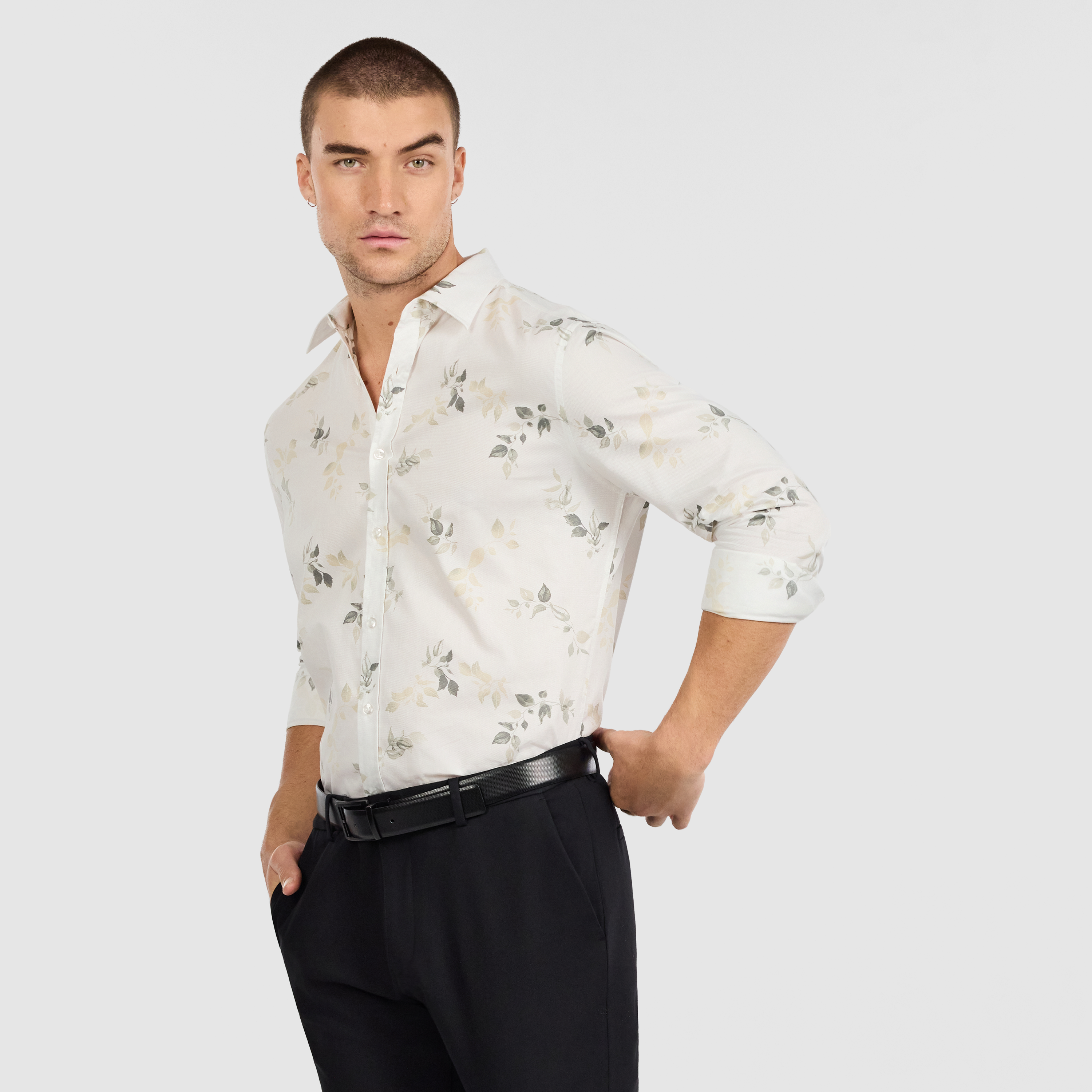 Lucio Textured Leaf Shirt