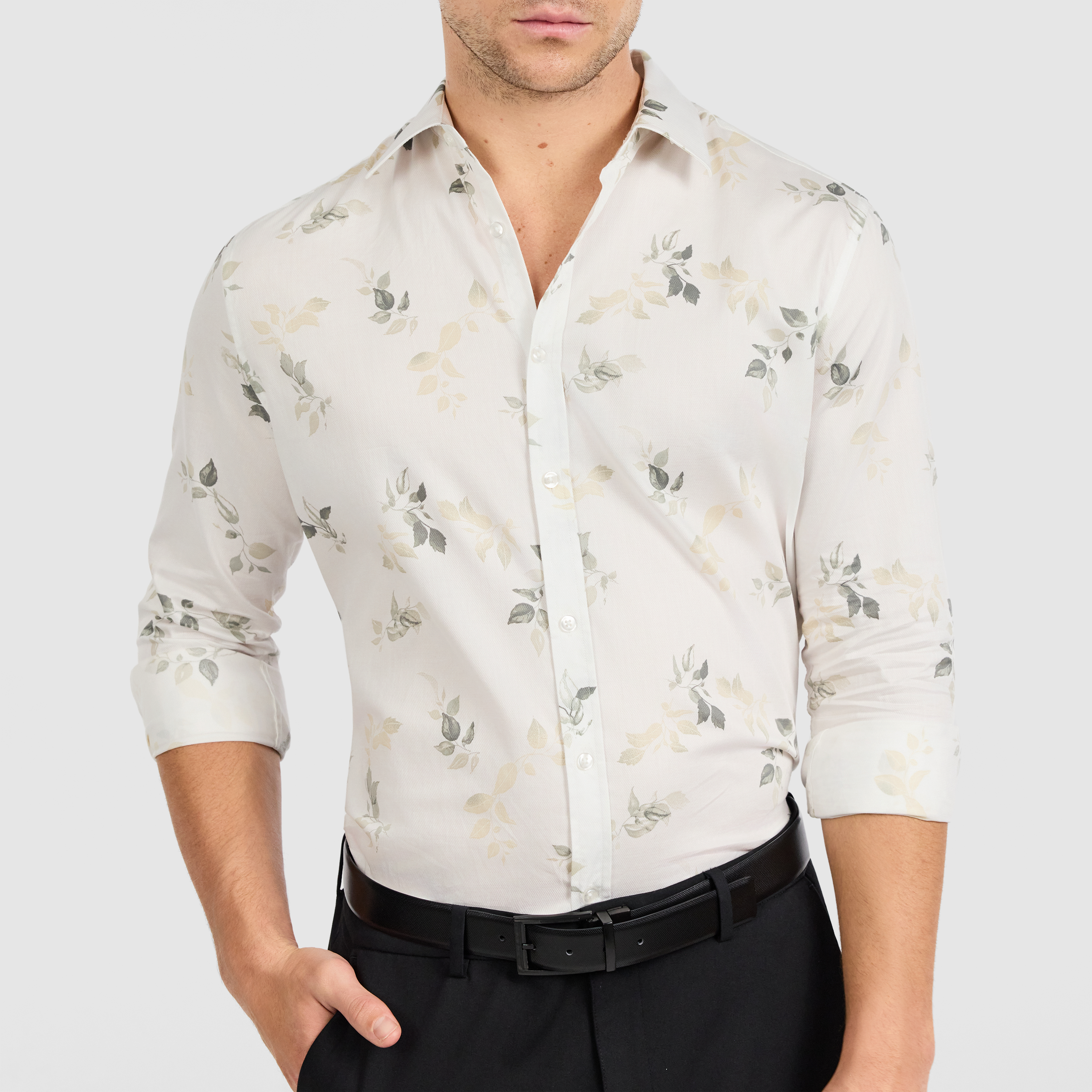 Lucio Textured Leaf Shirt