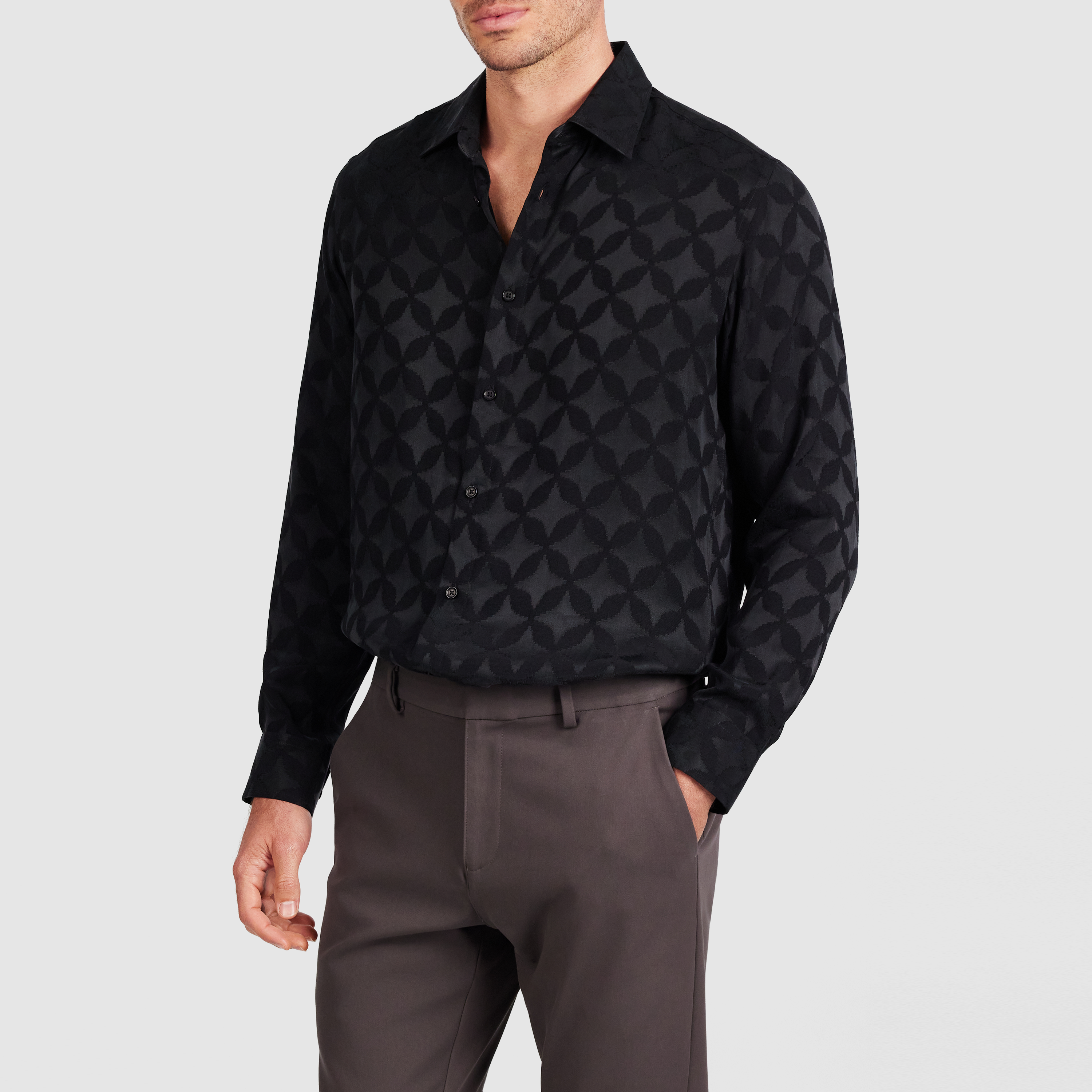 Black Christos Viscose Geo Shirt