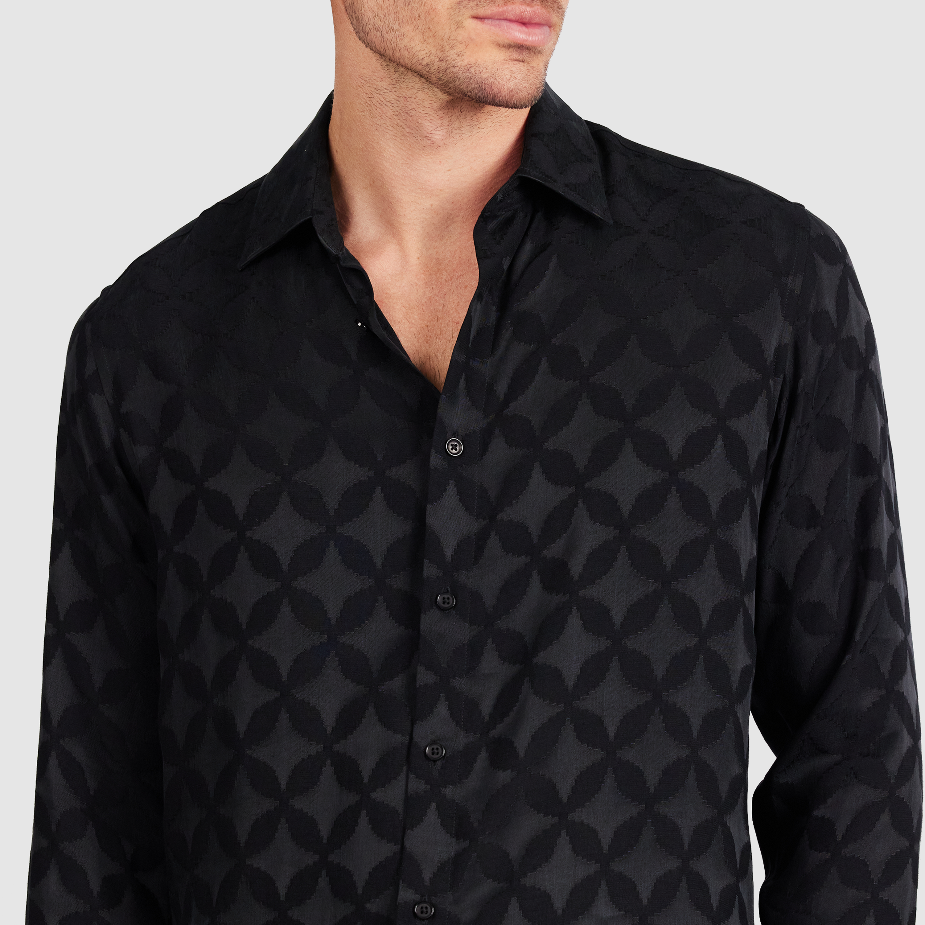Black Christos Viscose Geo Shirt