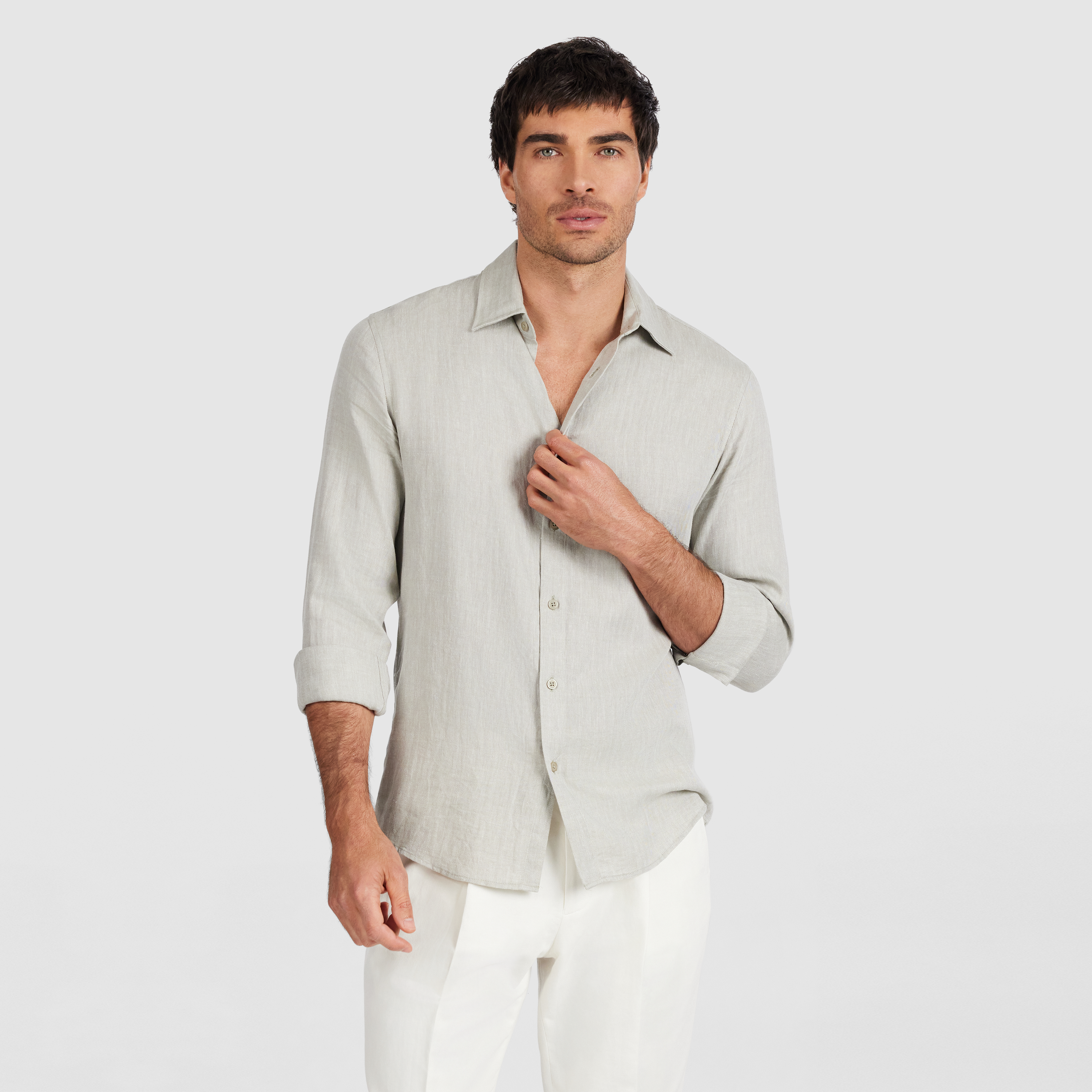Deon Herringbone Linen Shirt