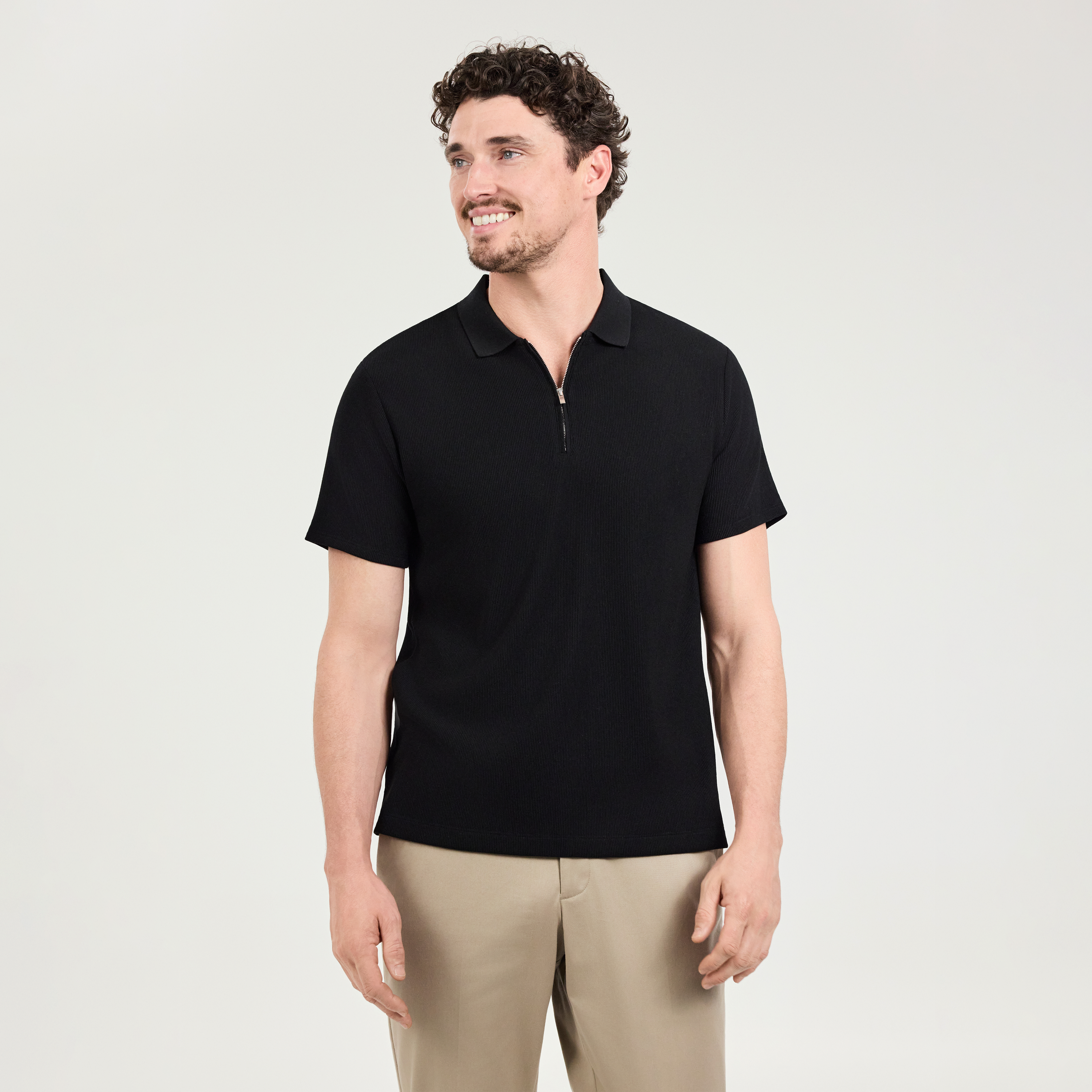 Javier Textured Zip Polo