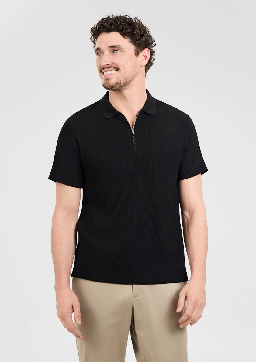 Javier Textured Zip Polo
