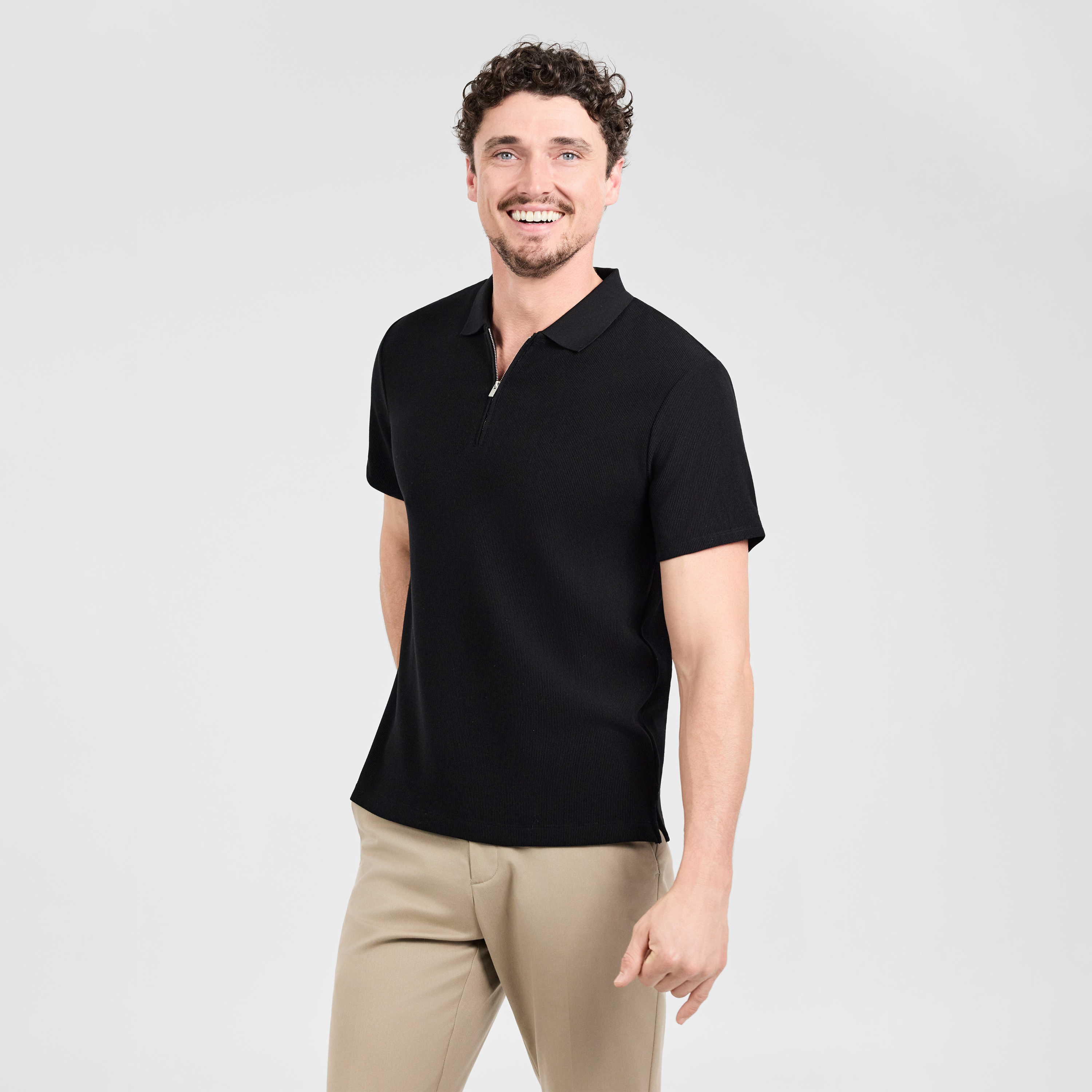Javier Textured Zip Polo