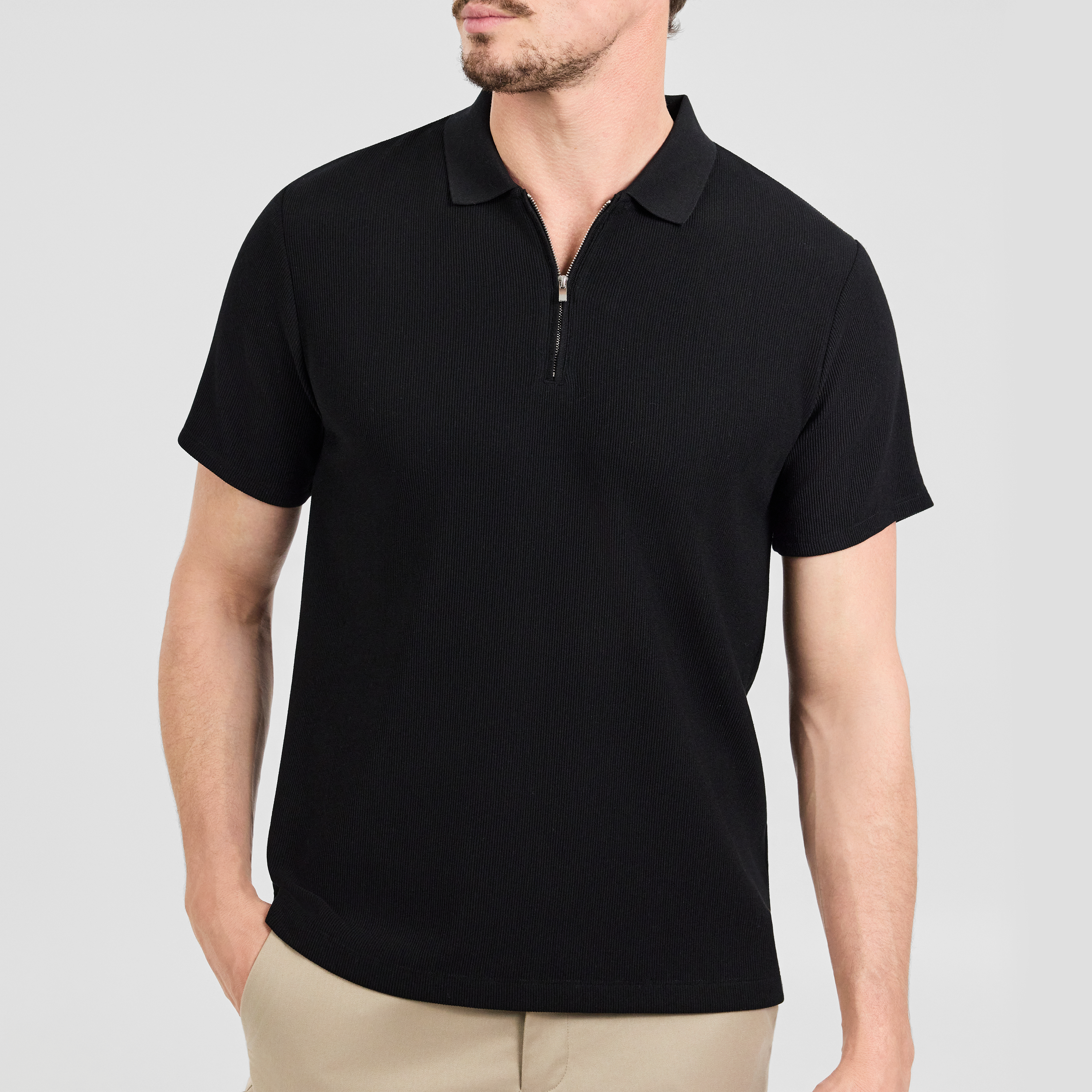 Javier Textured Zip Polo