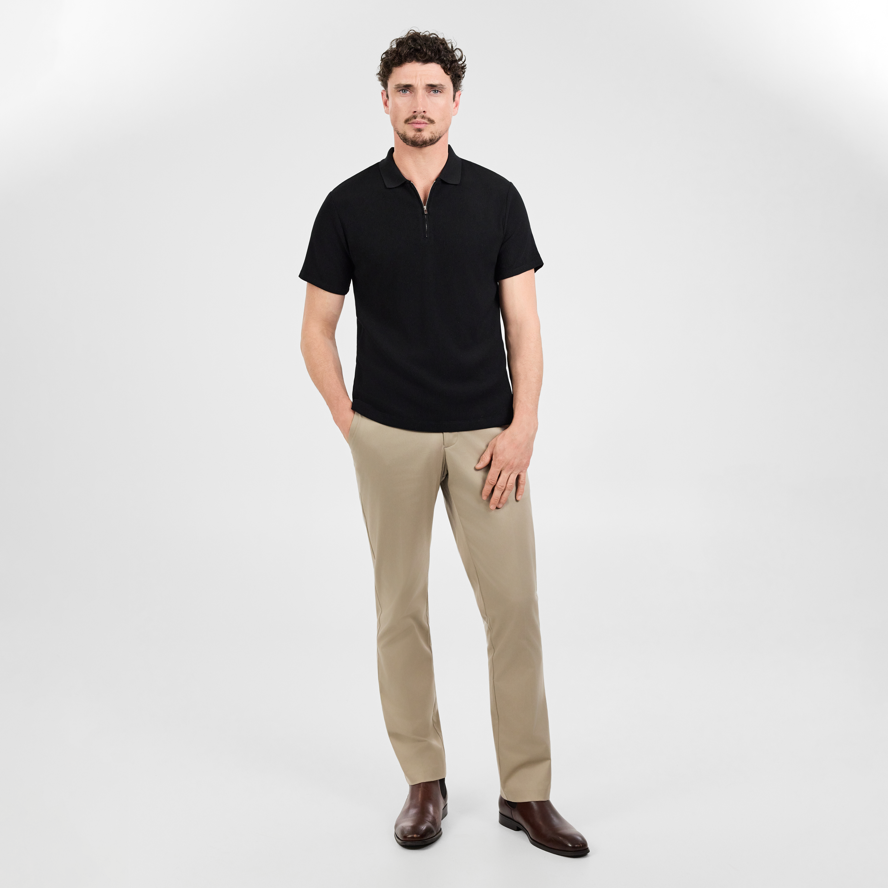 Javier Textured Zip Polo