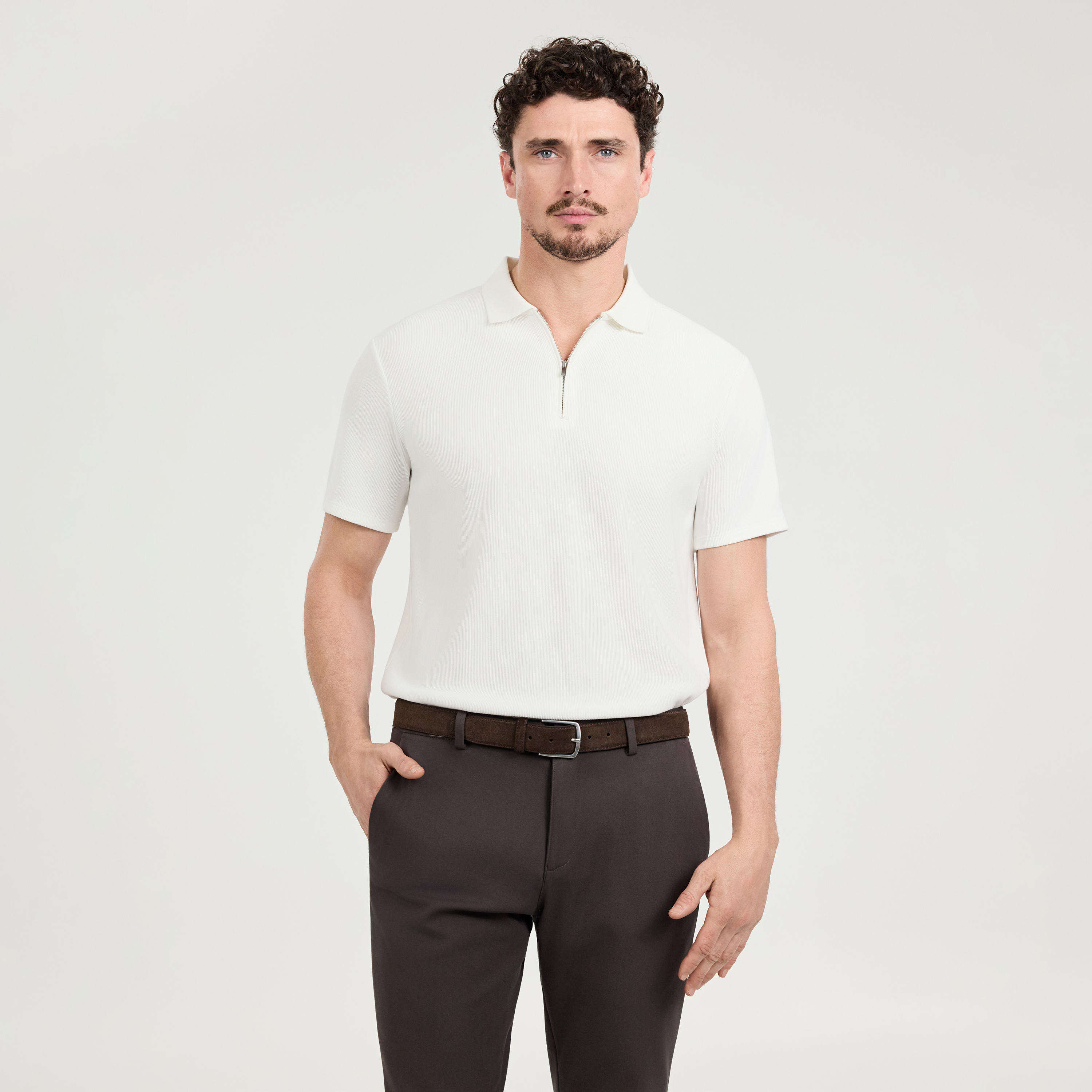 Javier Textured Zip Polo