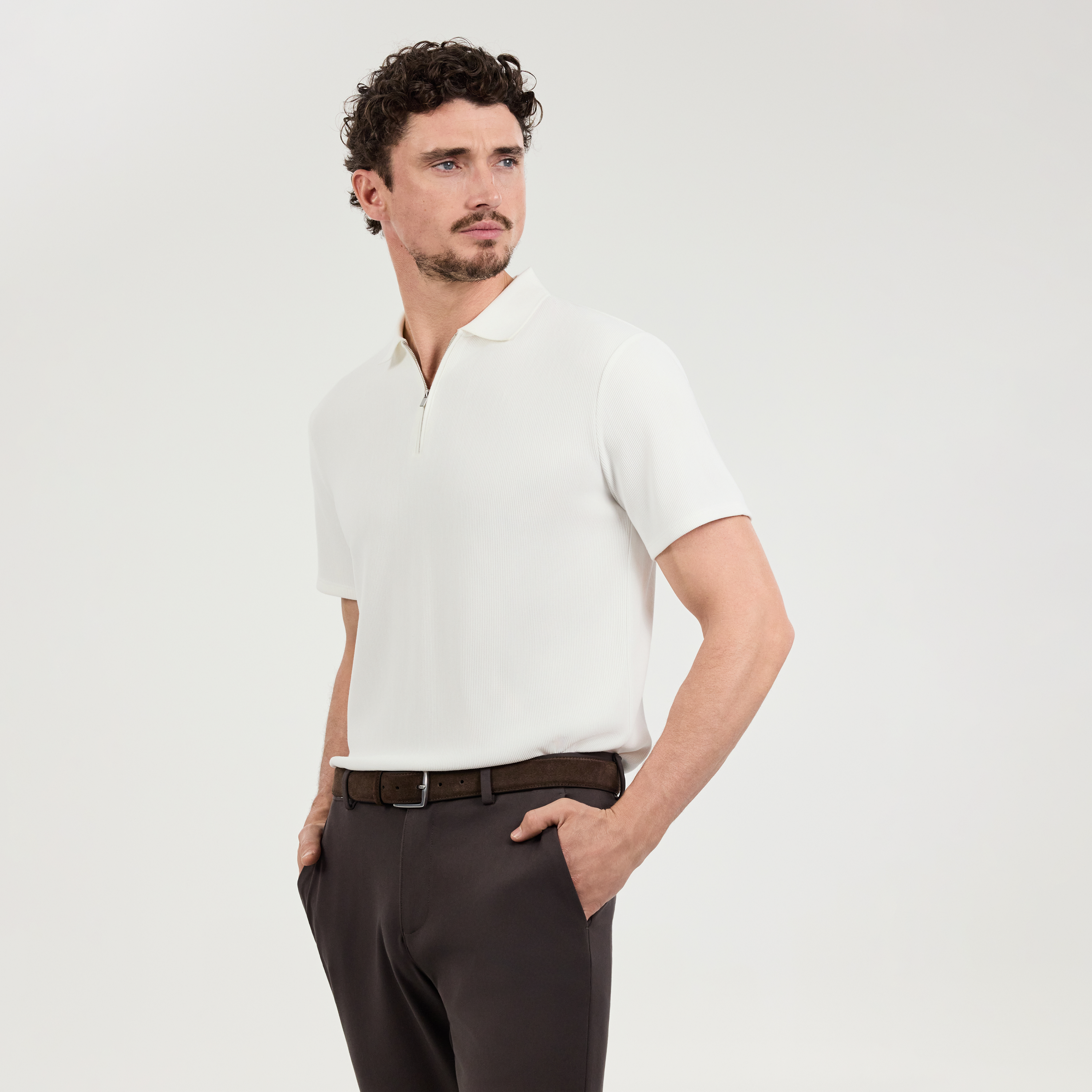 Javier Textured Zip Polo