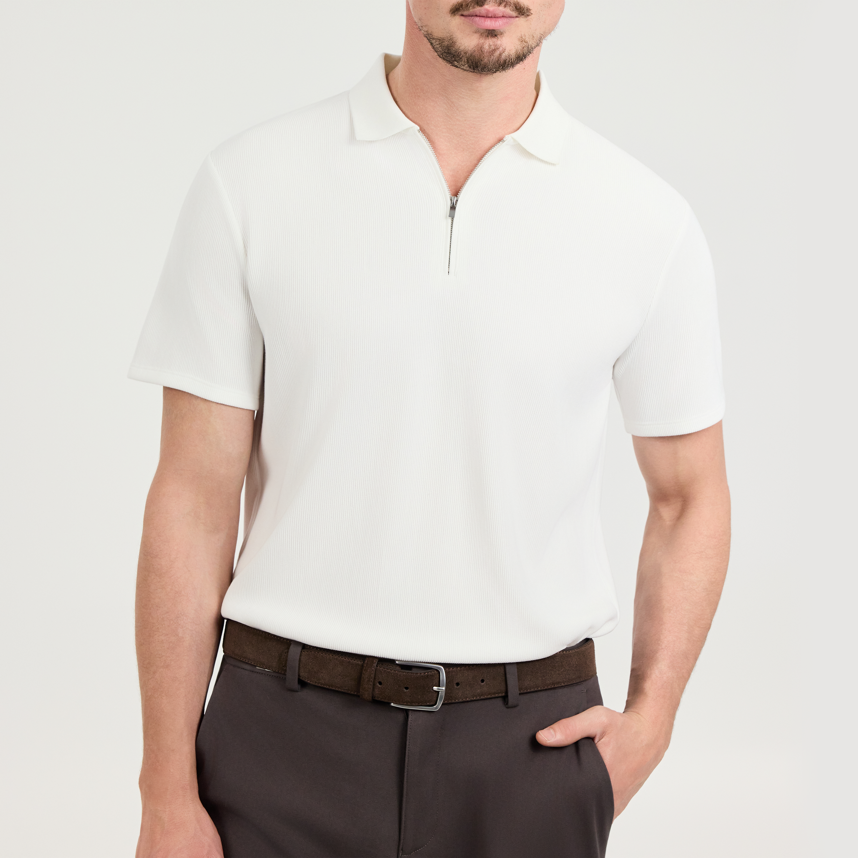 Javier Textured Zip Polo