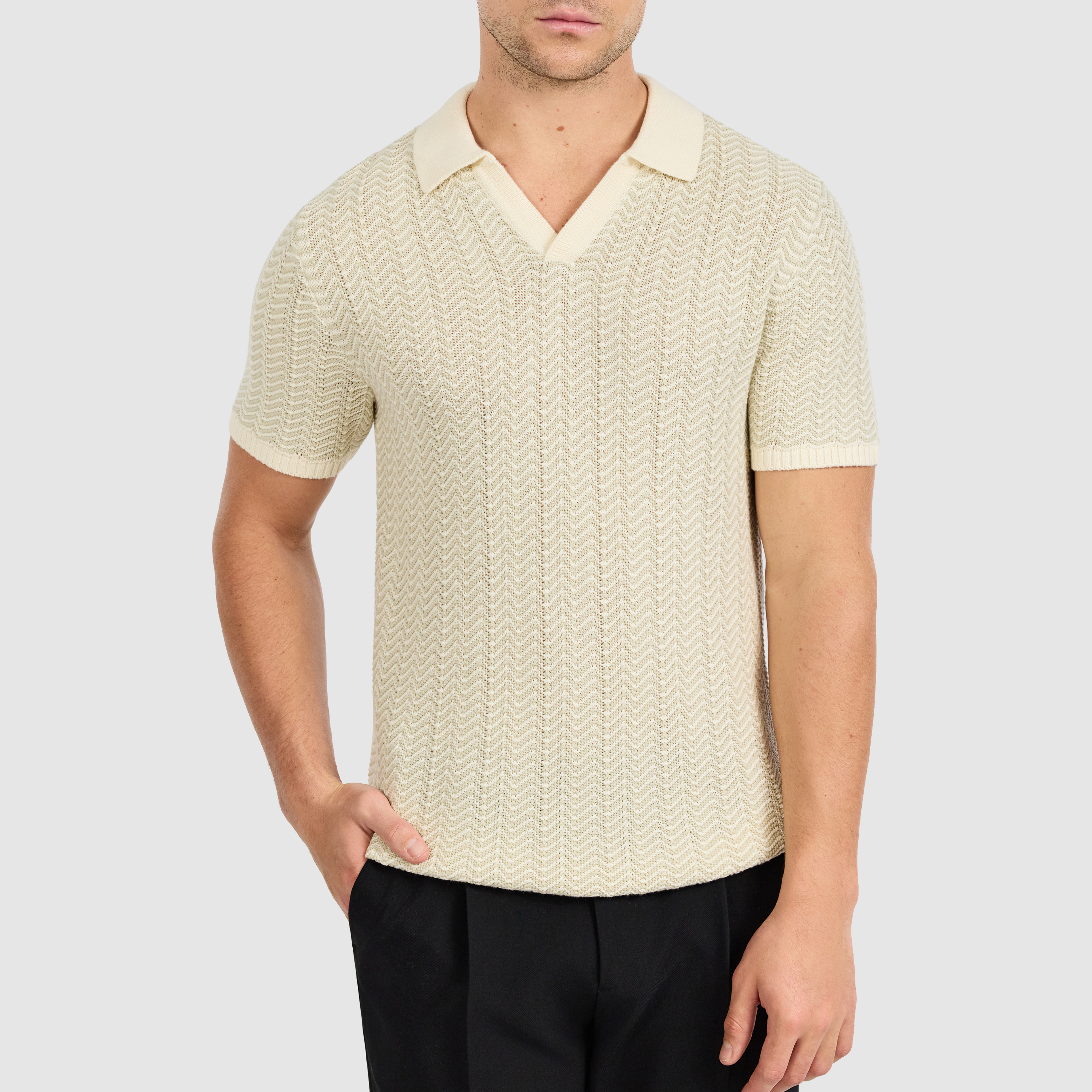 Natural Elian Knit Polo