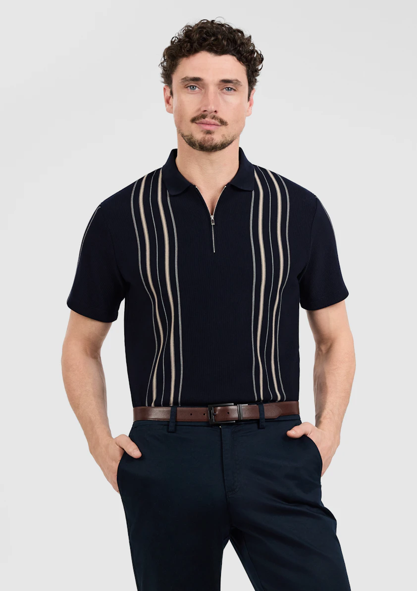 Javier Stripe Zip Polo