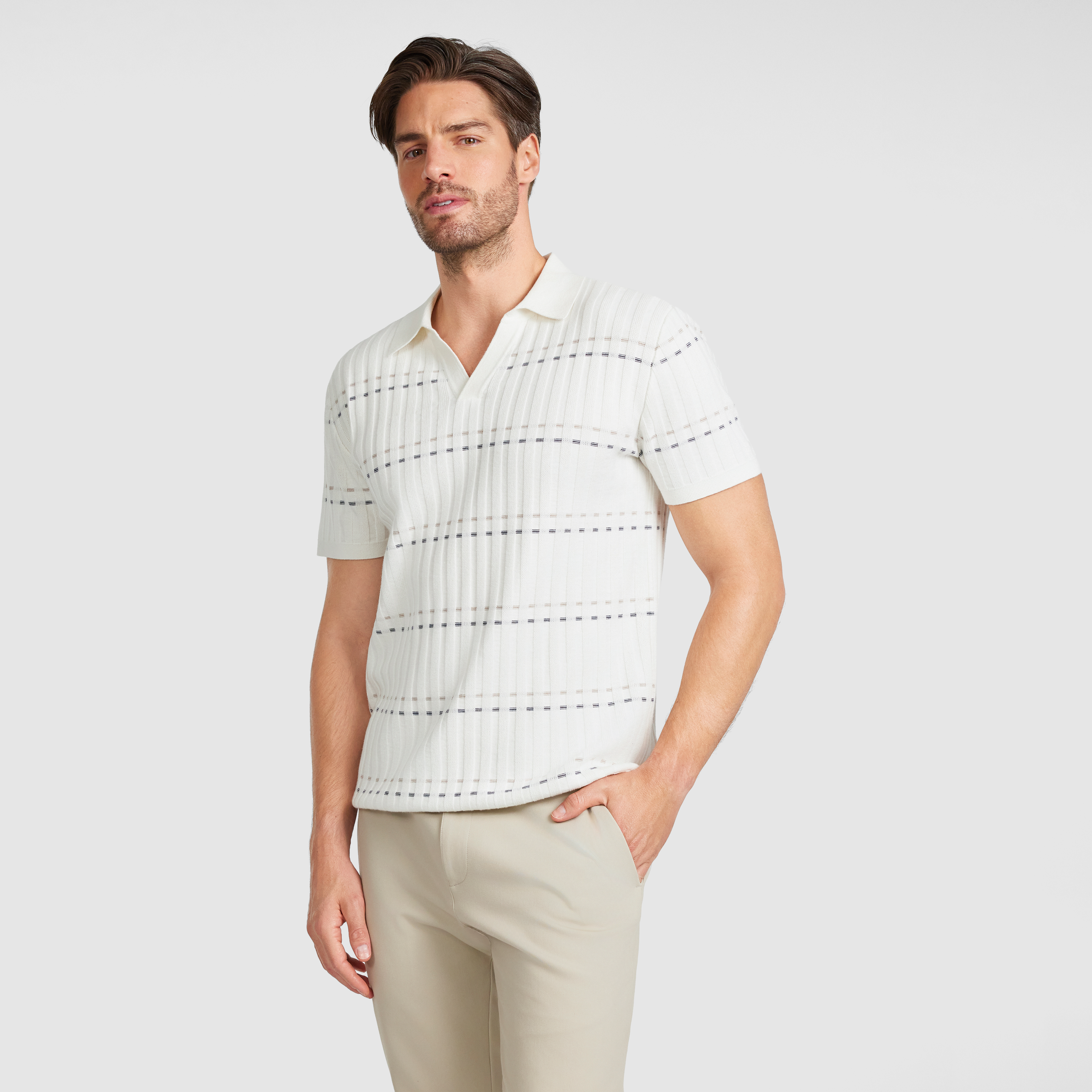 Ivory Kavala Knit Polo