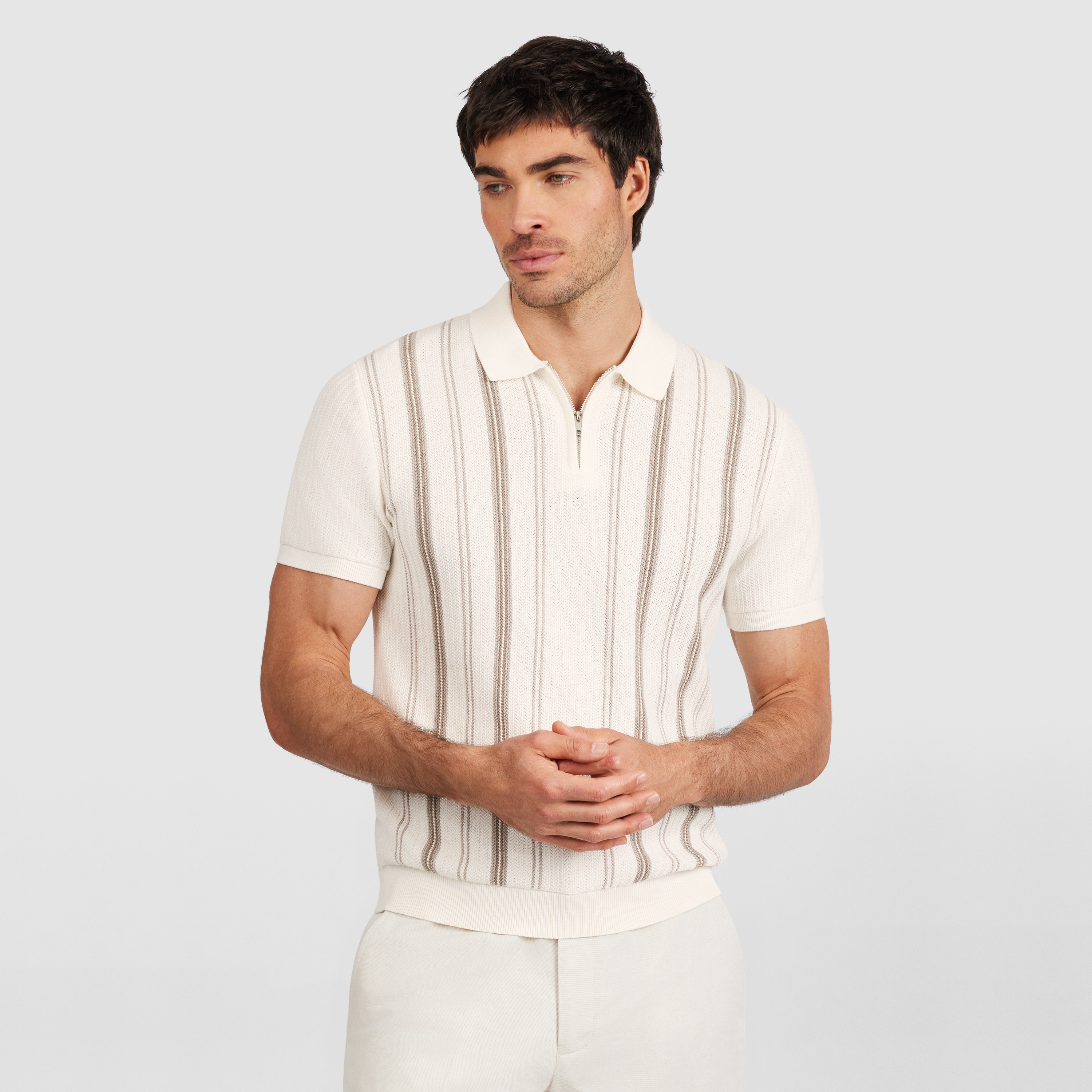 Rune Stripe Zip Knit Polo