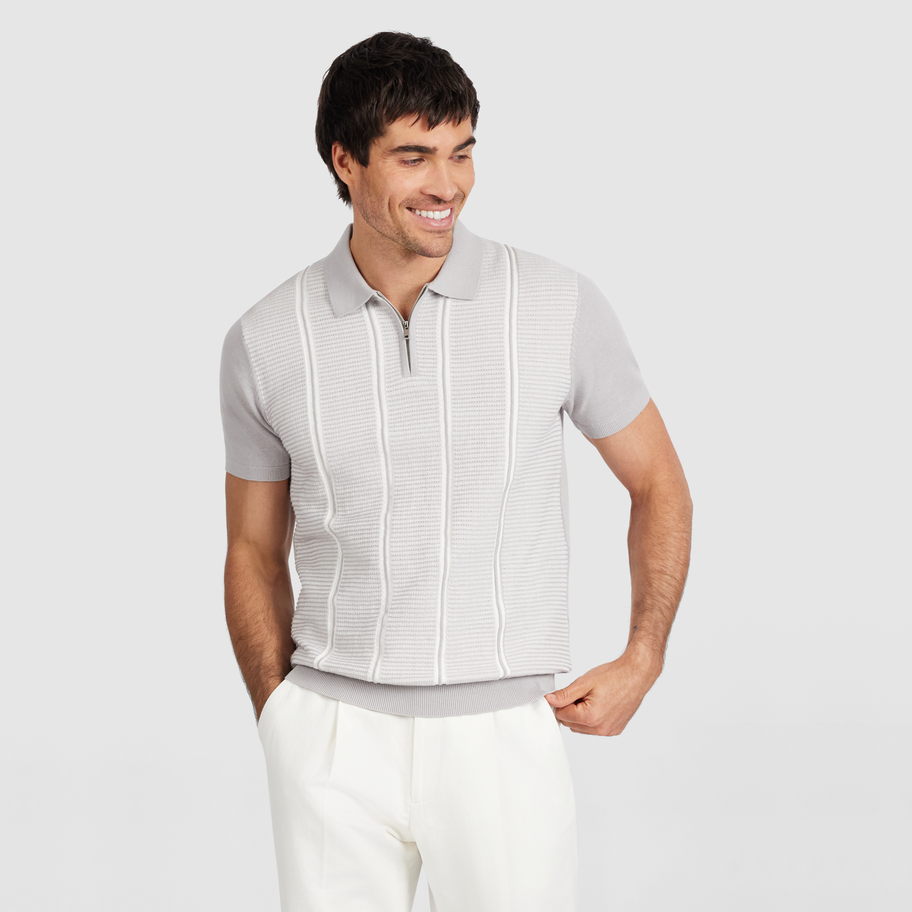 Sylvan Stripe Zip Knit Polo