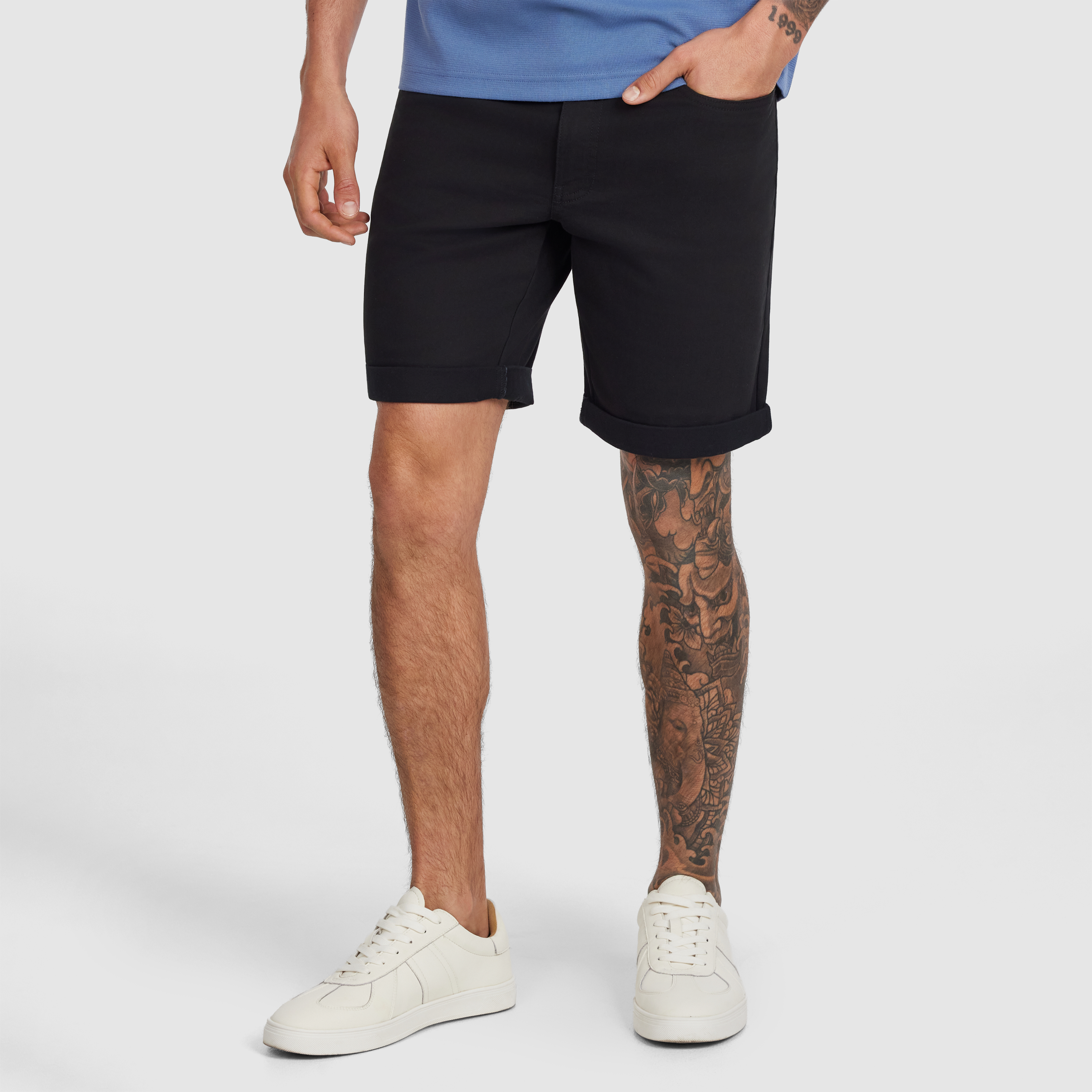 Black Stan 5 Pocket Stretch Short