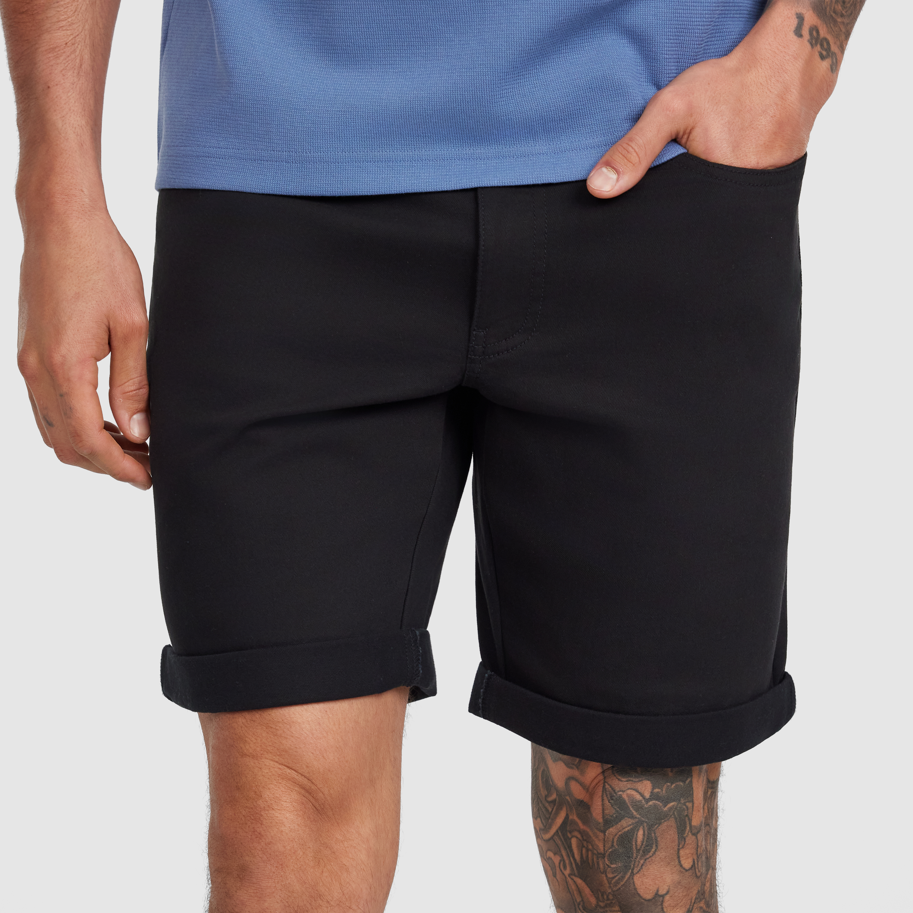 Black Stan 5 Pocket Stretch Short