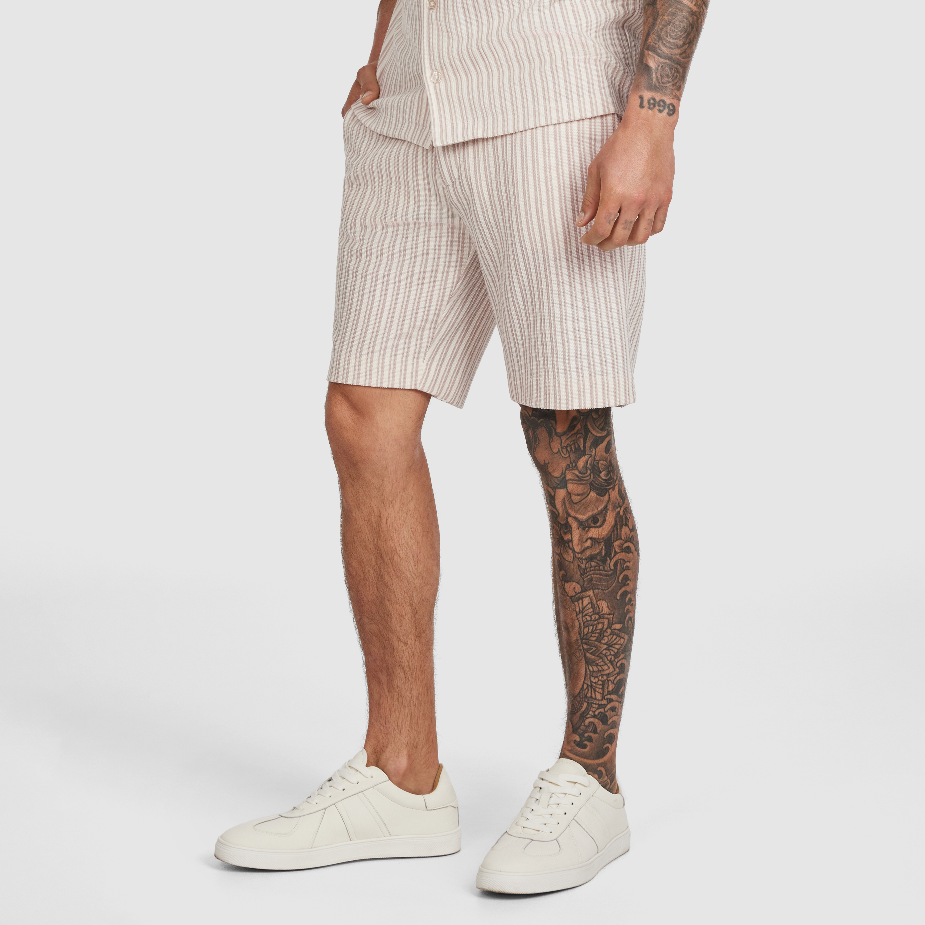 Ivory Ryley Textured Stripe Short
