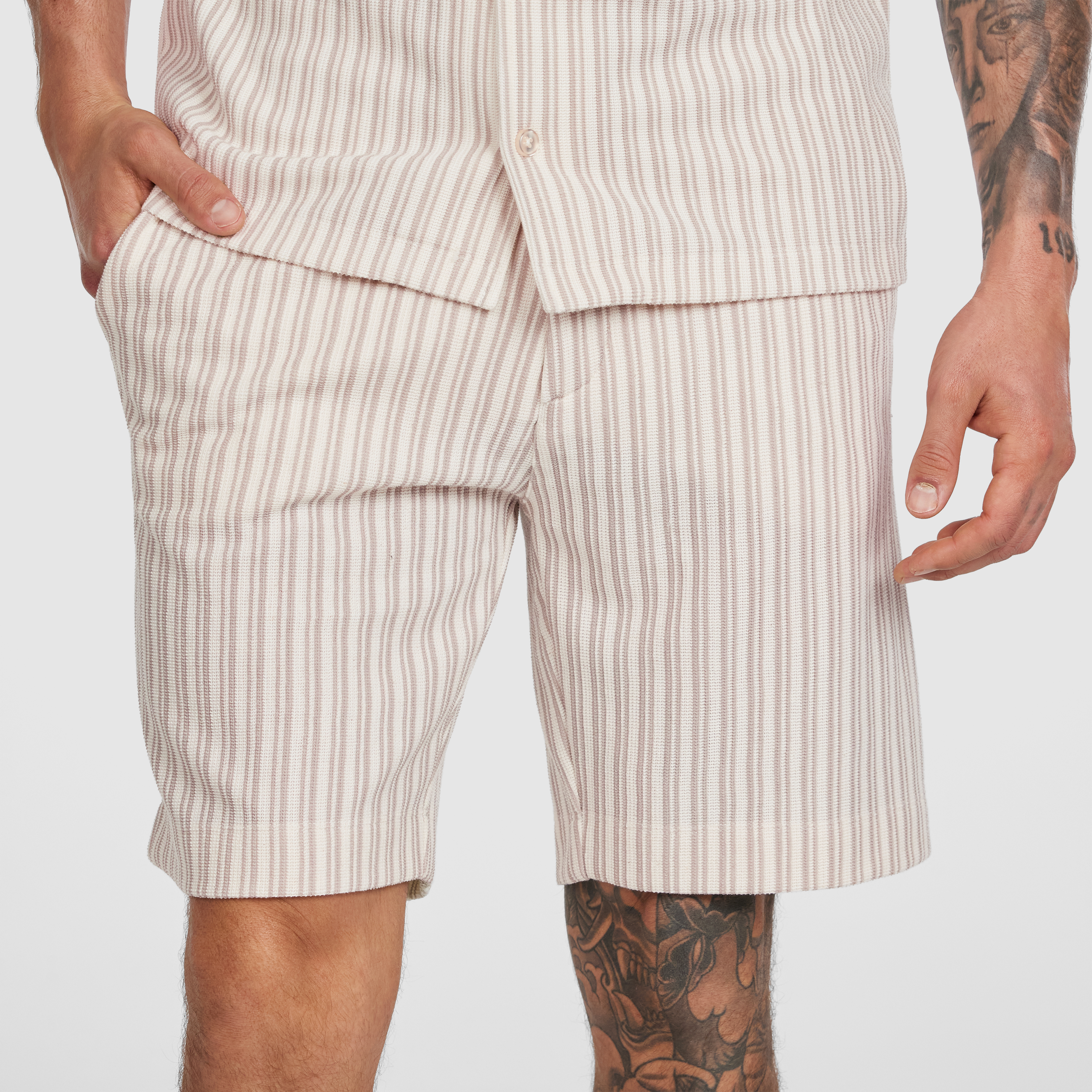 Ivory Ryley Textured Stripe Short