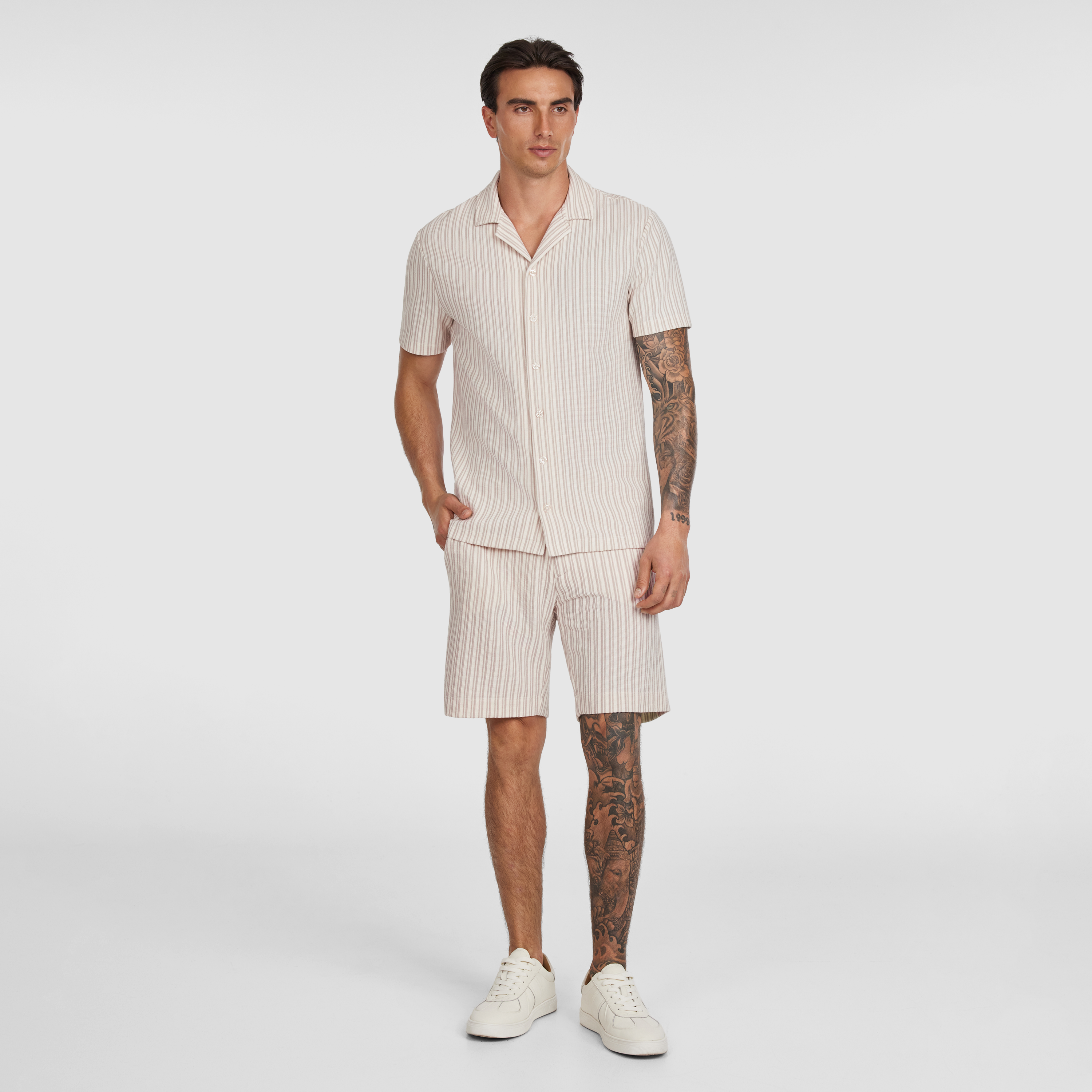 Ivory Ryley Textured Stripe Short