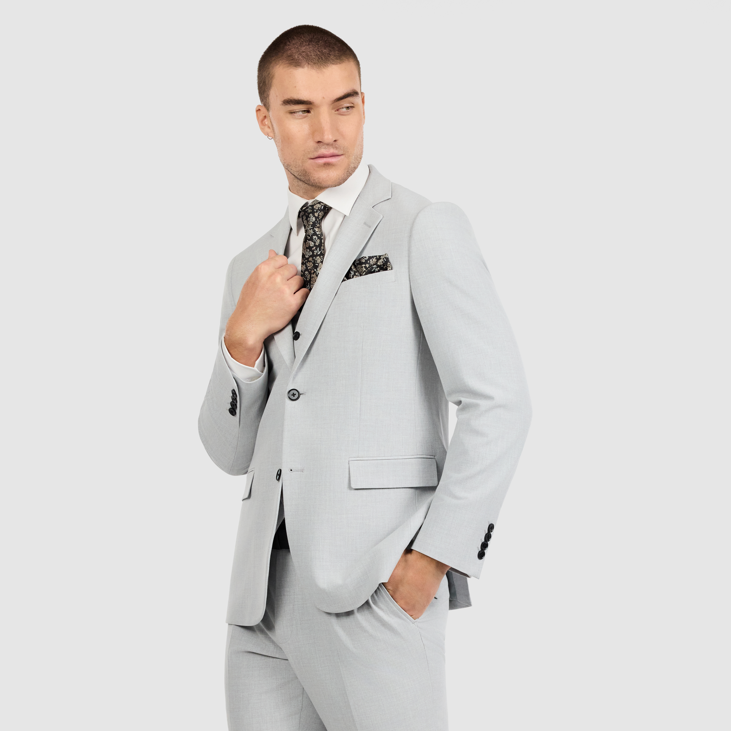 Silver Calder Slim Suit Jacket