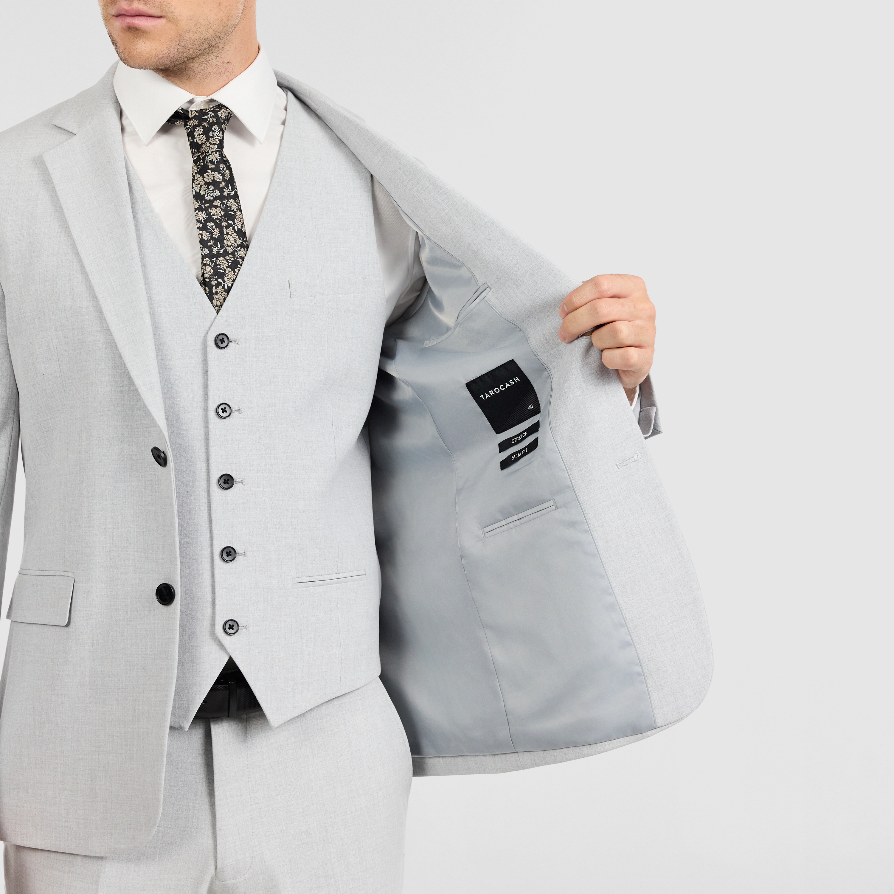 Silver Calder Slim Suit Jacket