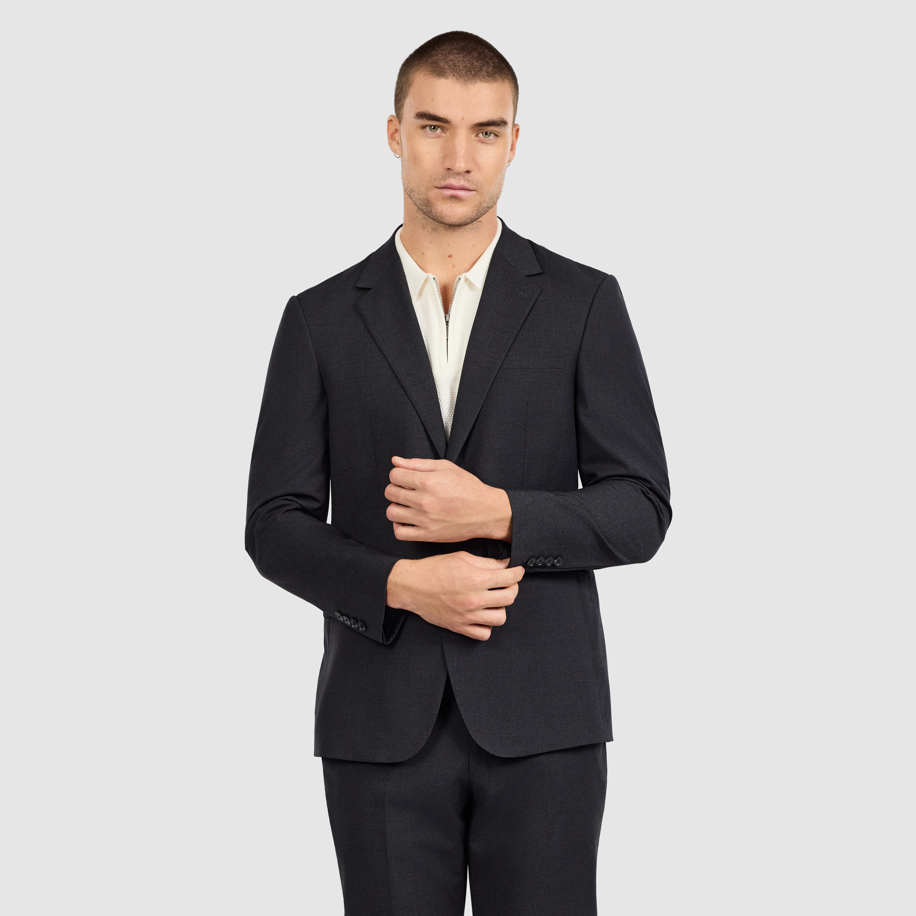  Charcoal Bedford Regular Check Suit