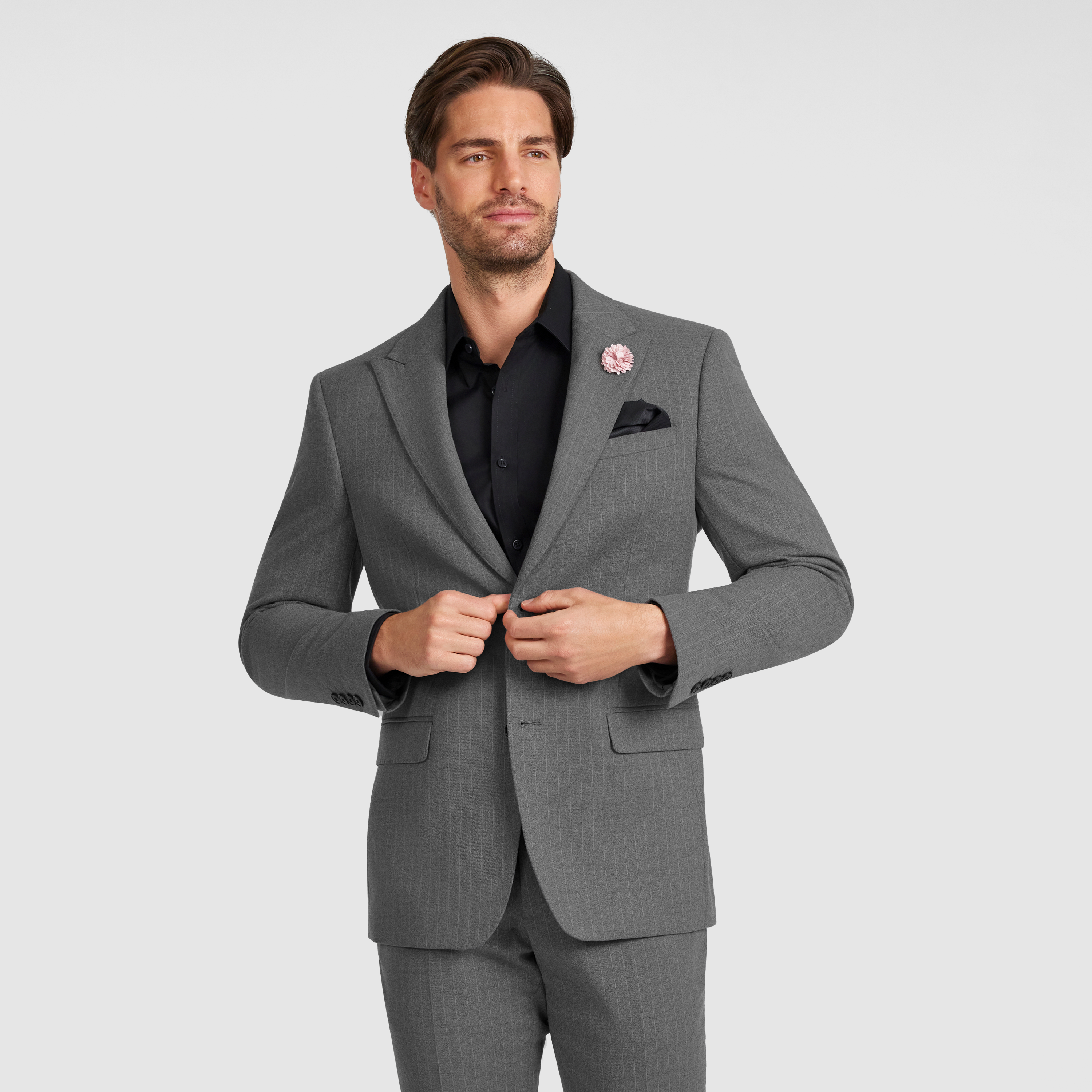  Mid Grey Sylas Slim Stripe Suit