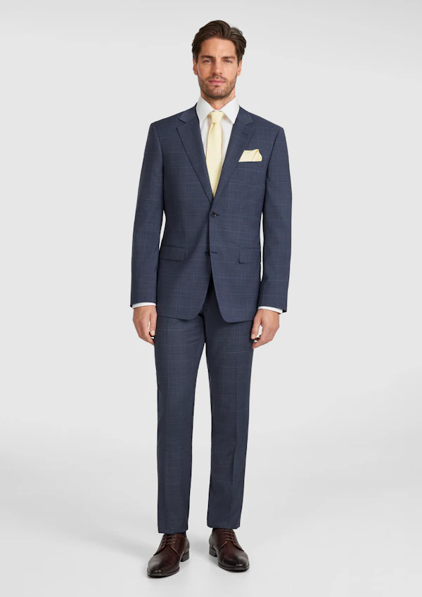 Mid Blue Lumen Regular Check Wool Suit