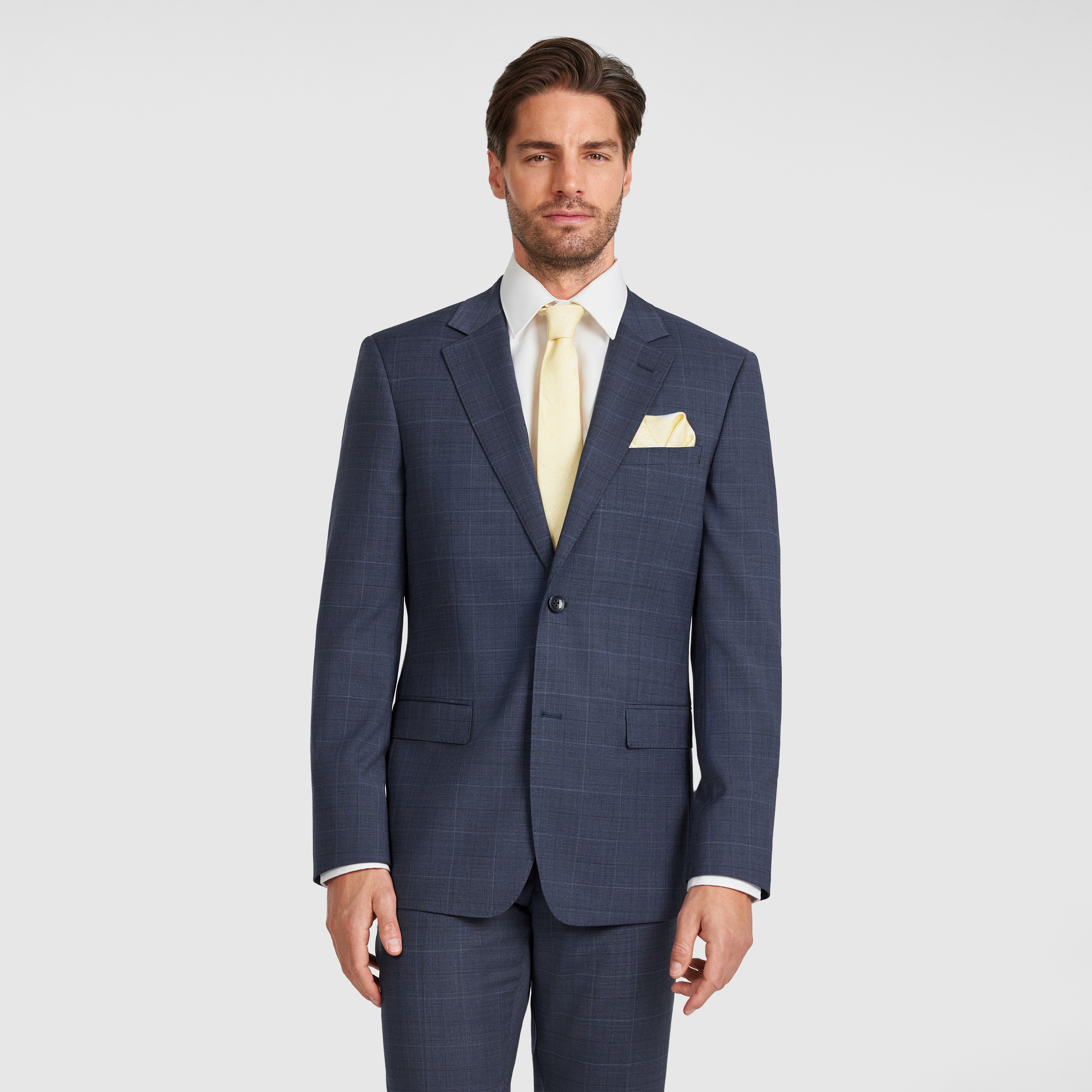  Mid Blue Lumen Regular Check Wool Suit