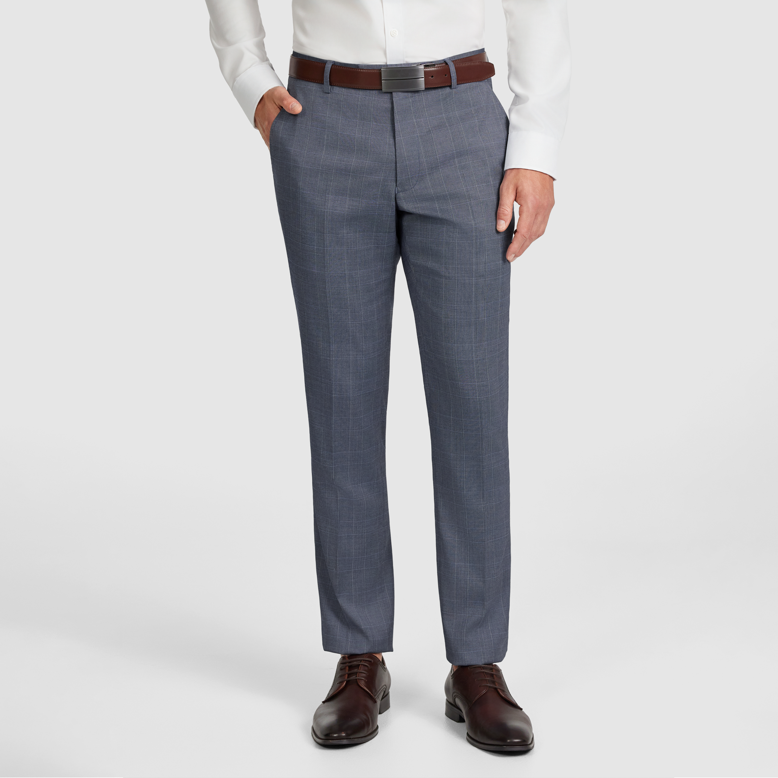  Mid Blue Delton Slim Check Suit
