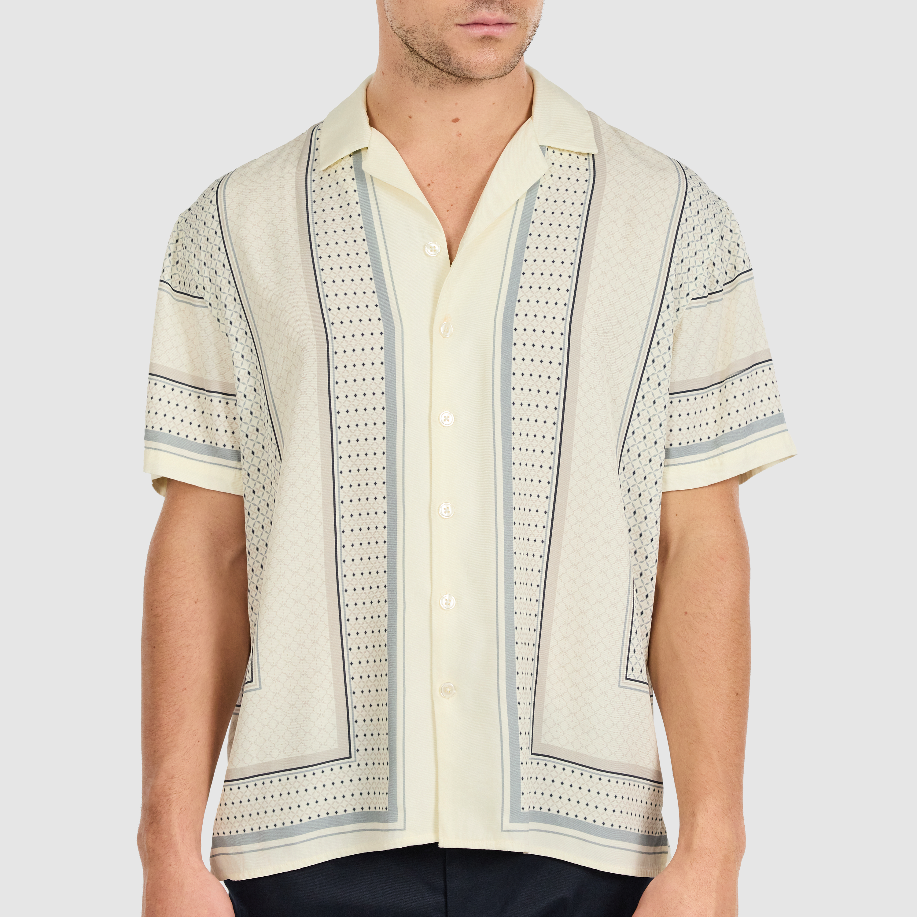 Ivory Nicco Viscose Geo Shirt