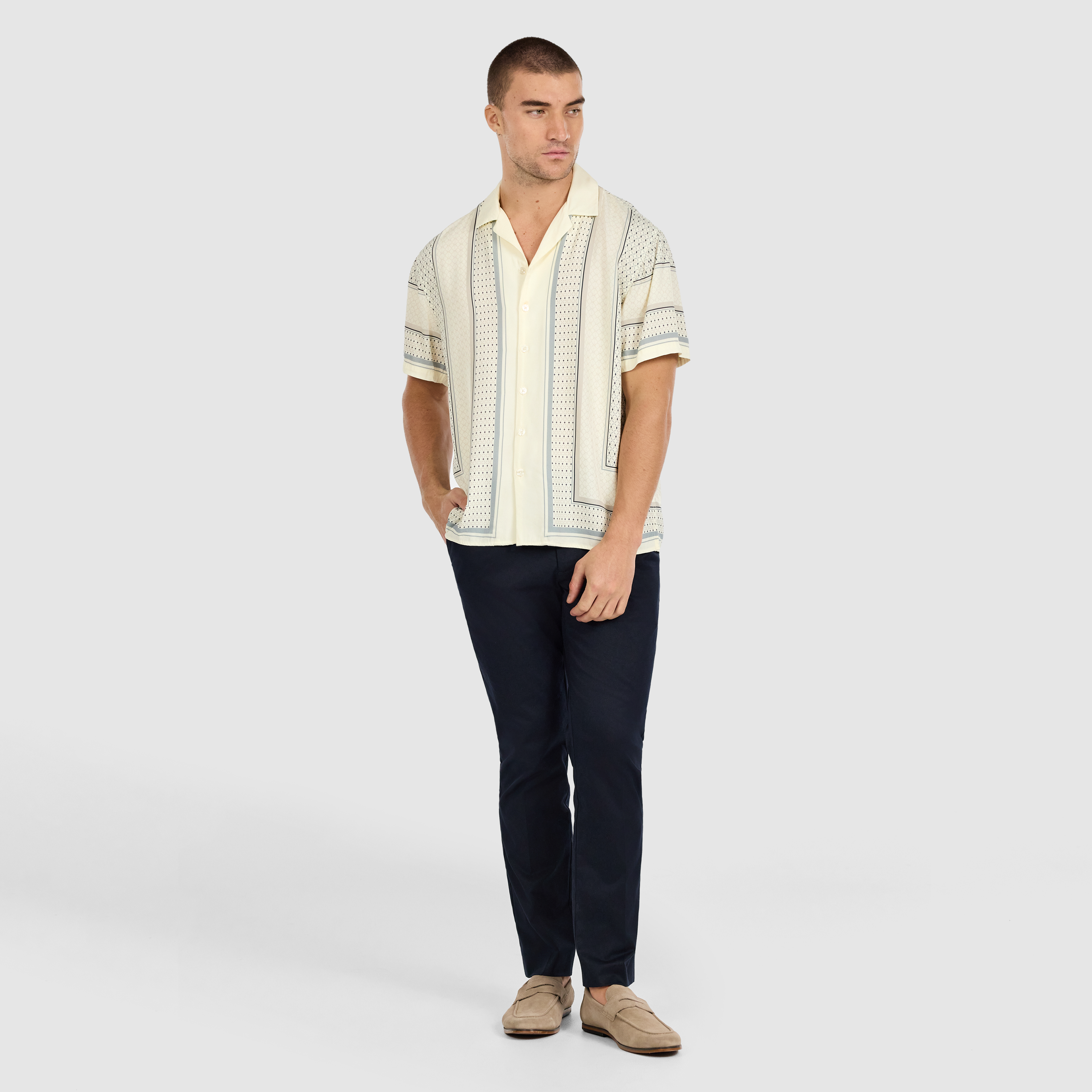 Ivory Nicco Viscose Geo Shirt