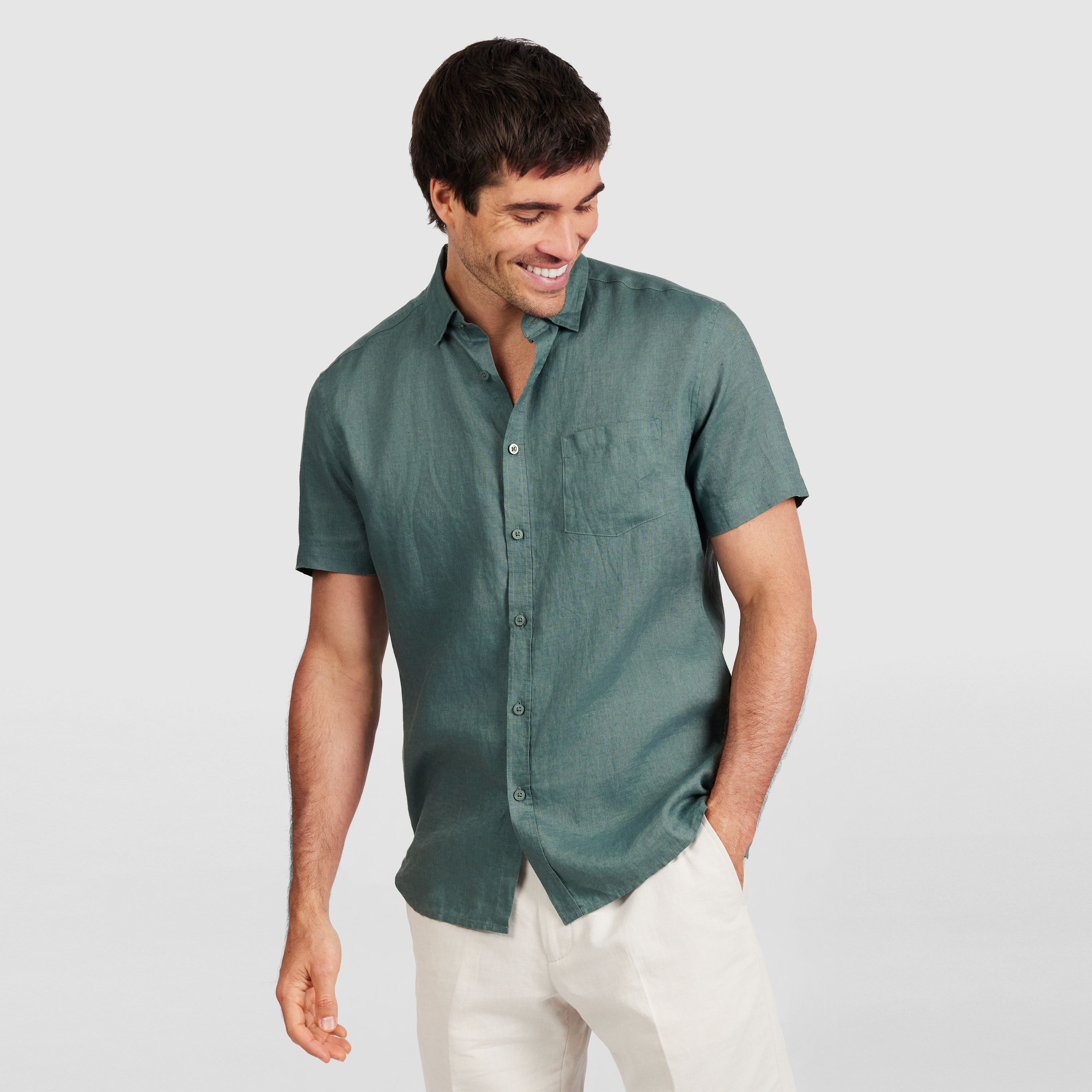 Green Alexis Pure Linen Shirt
