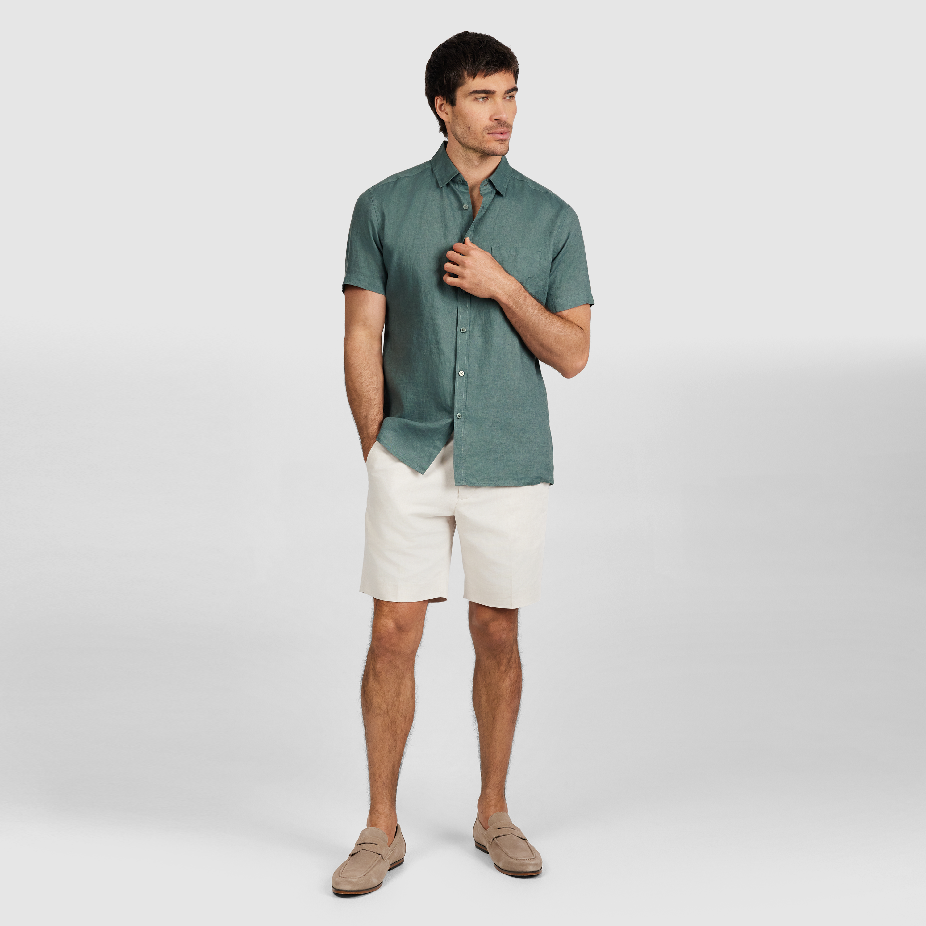 Green Alexis Pure Linen Shirt