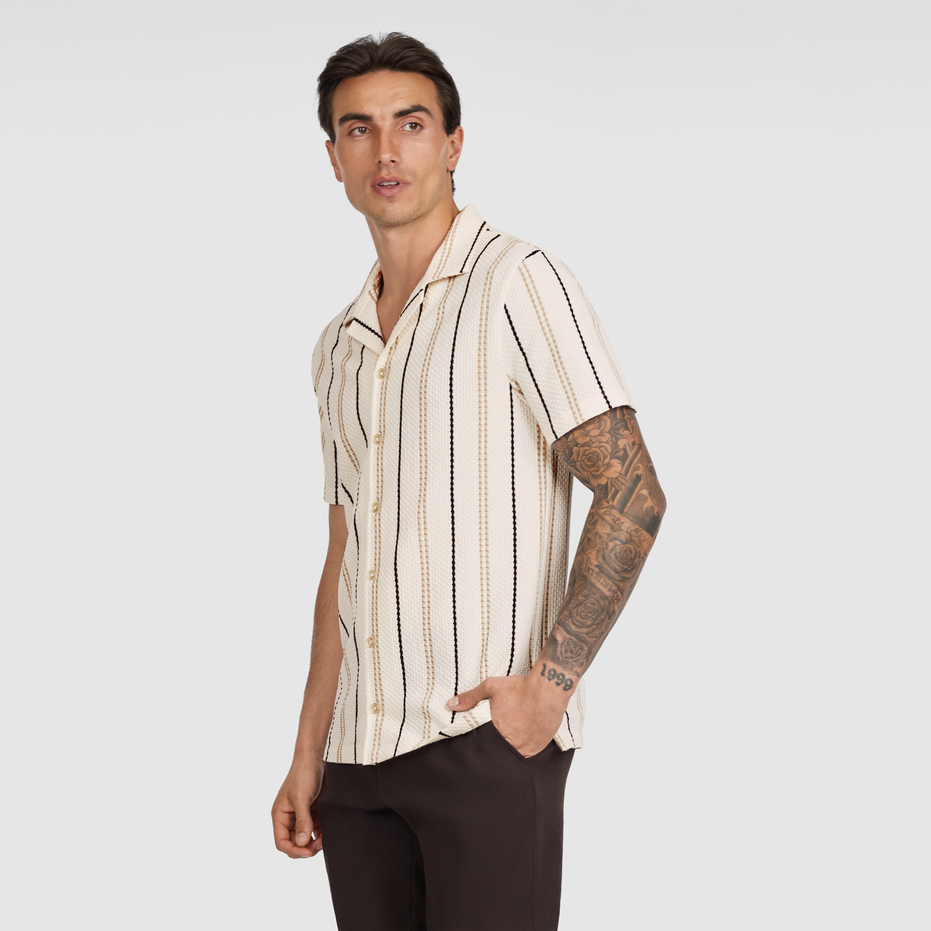 Ivory Jareth Stripe Textured Shirt
