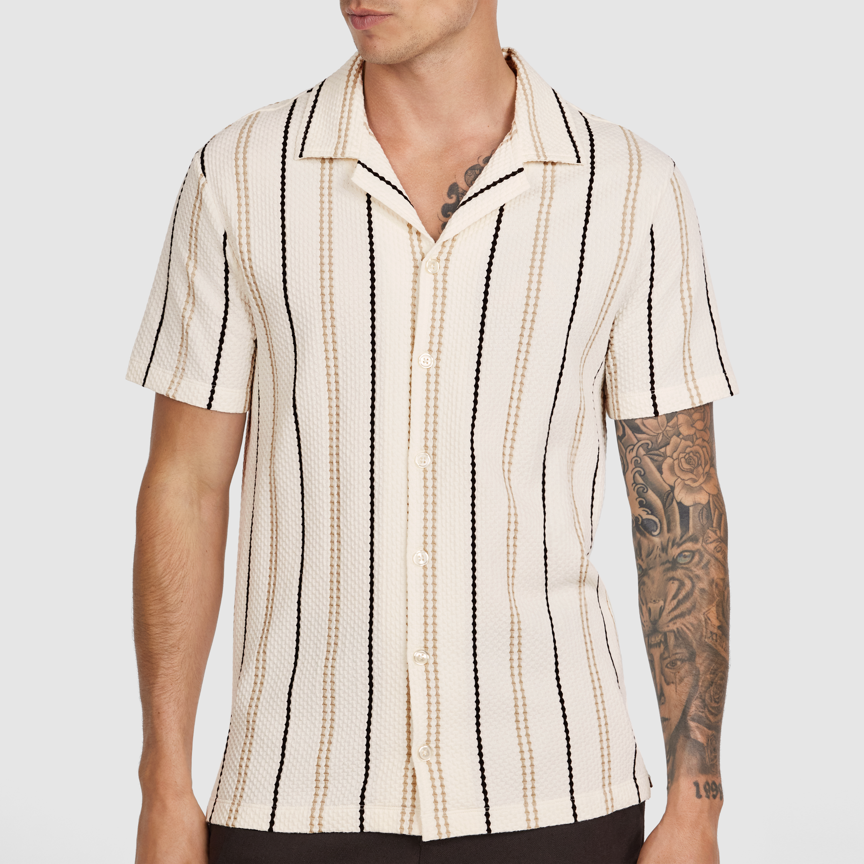 Ivory Jareth Stripe Textured Shirt