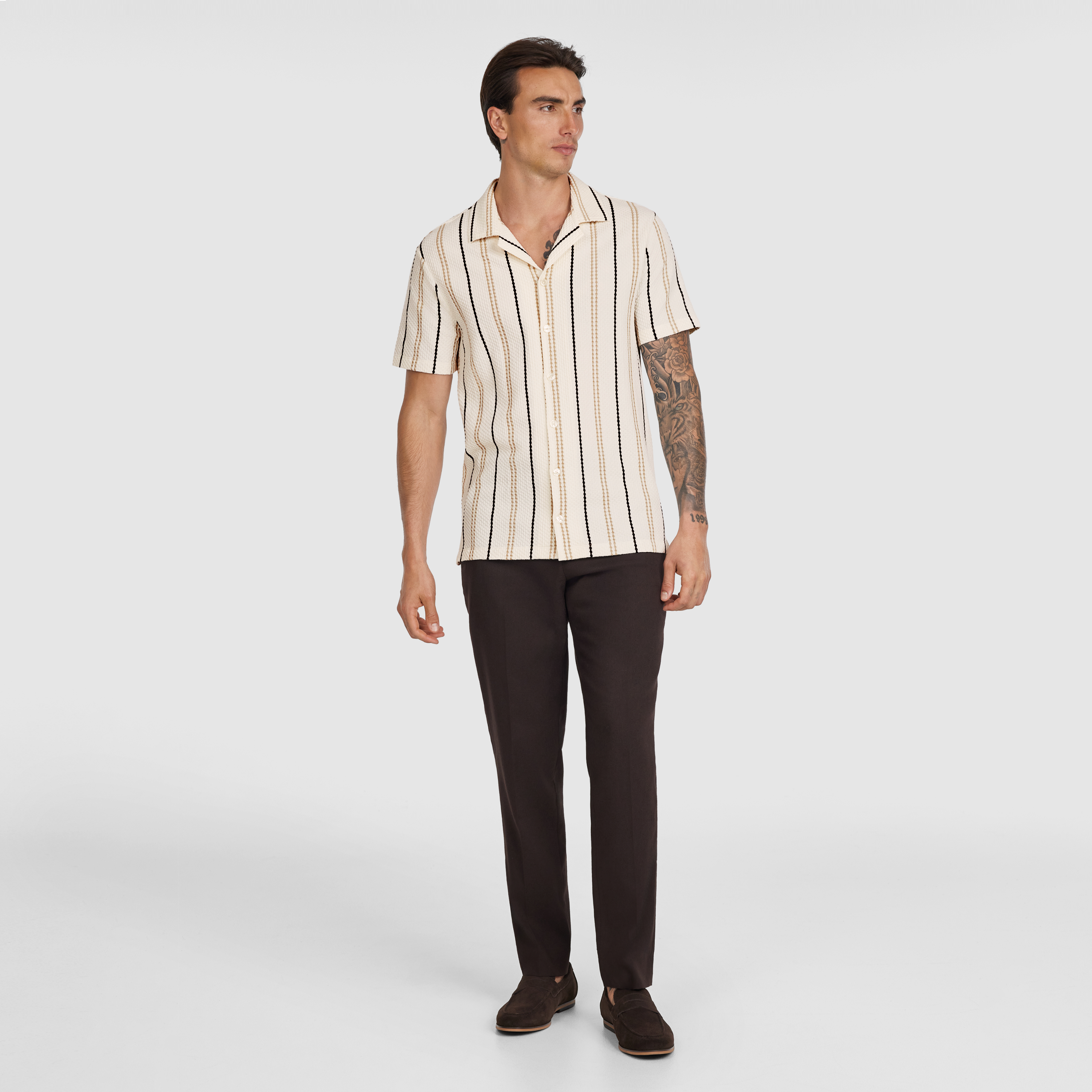 Ivory Jareth Stripe Textured Shirt