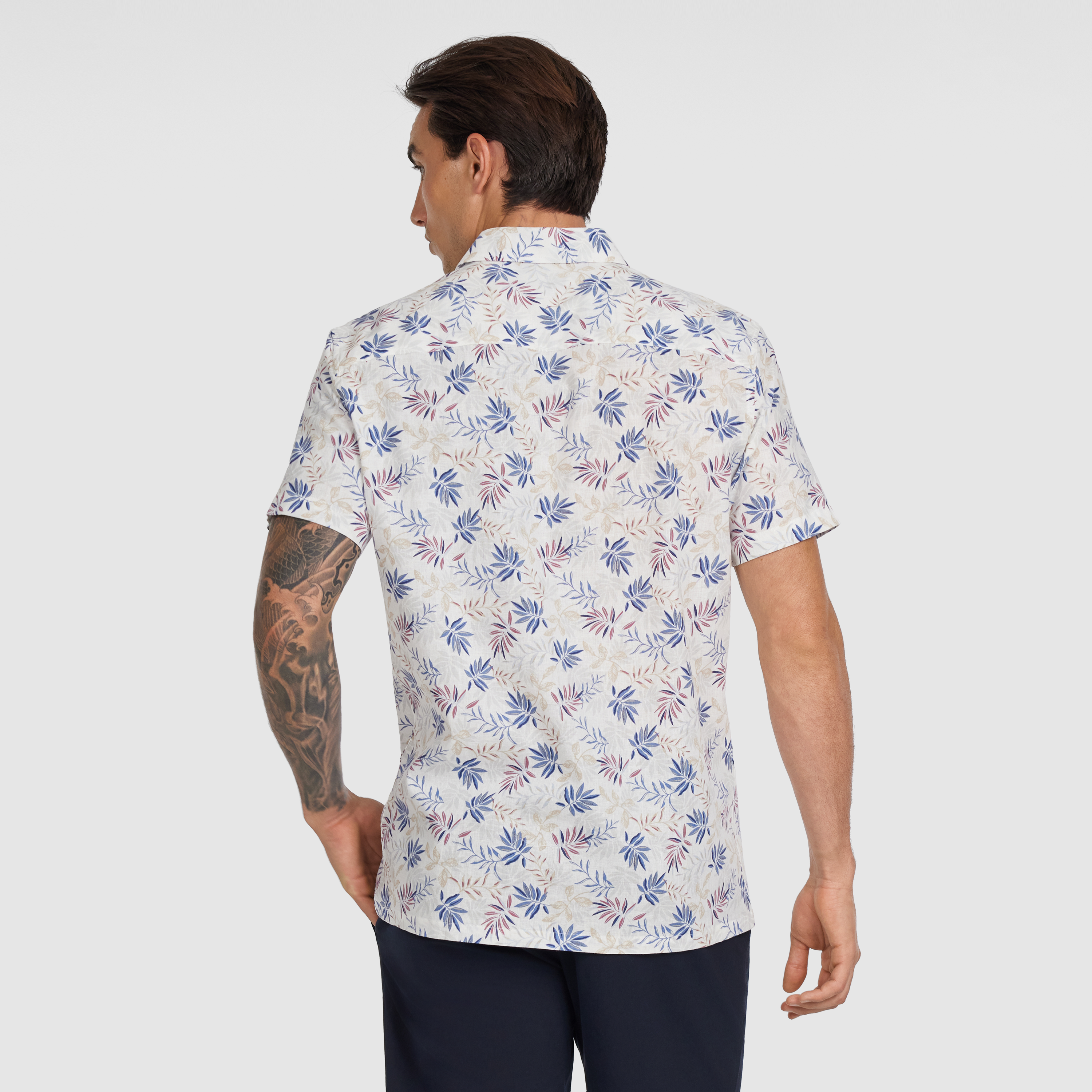 White Garret Linen Leaf Shirt