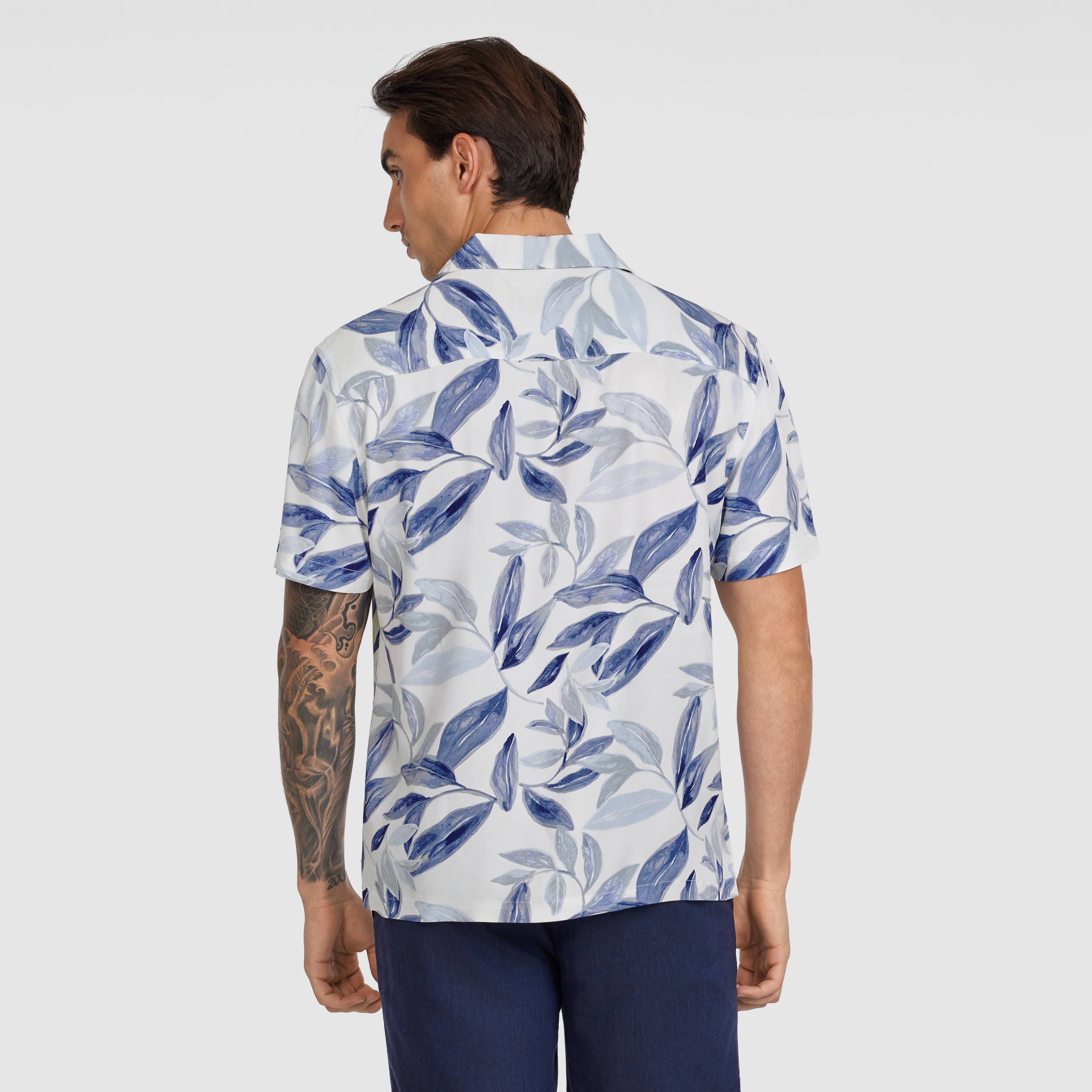 White Montel Viscose Leaf Shirt