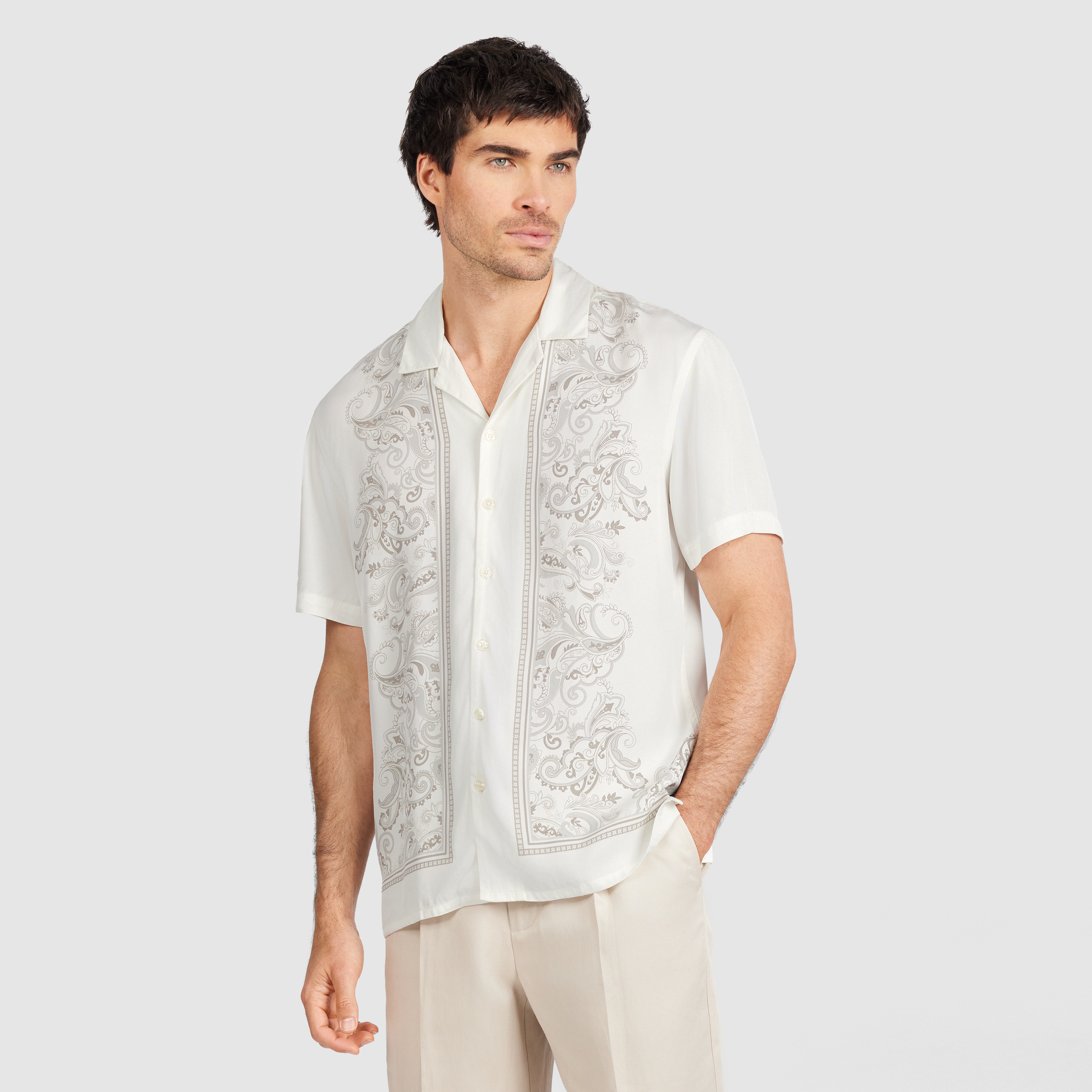 Ivory Zevon Viscose Paisley Shirt