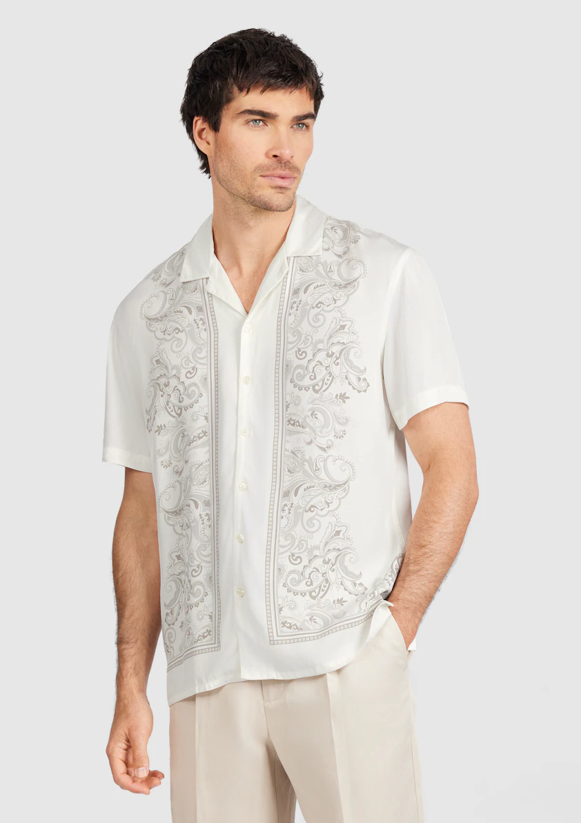 Ivory Zevon Viscose Paisley Shirt