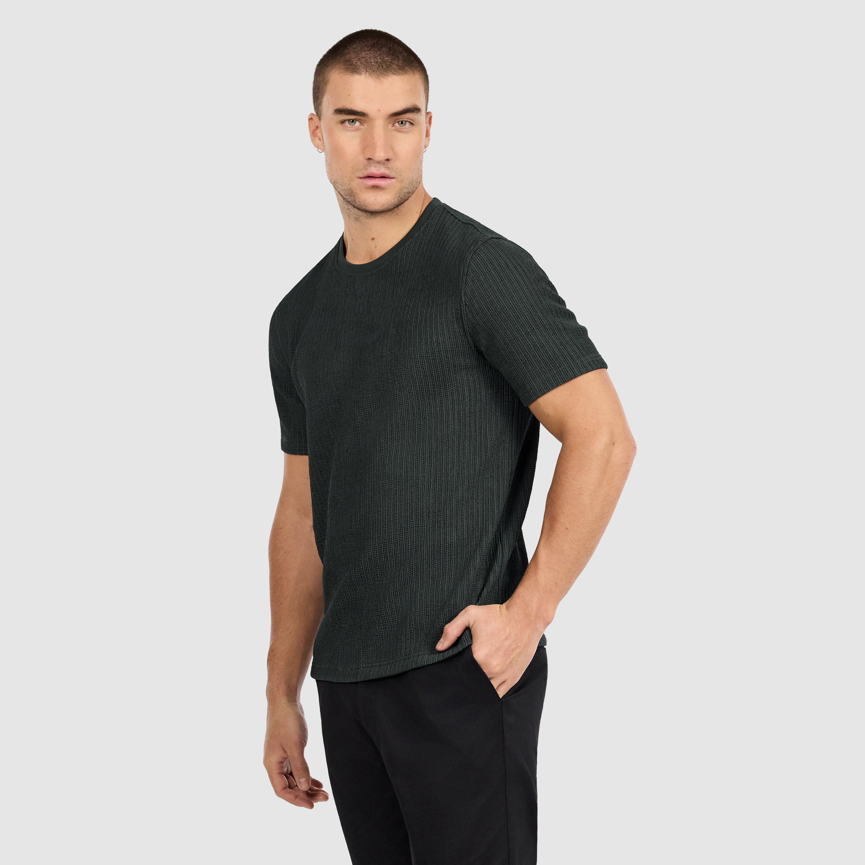 Khaki Bowen Textured T Shirt