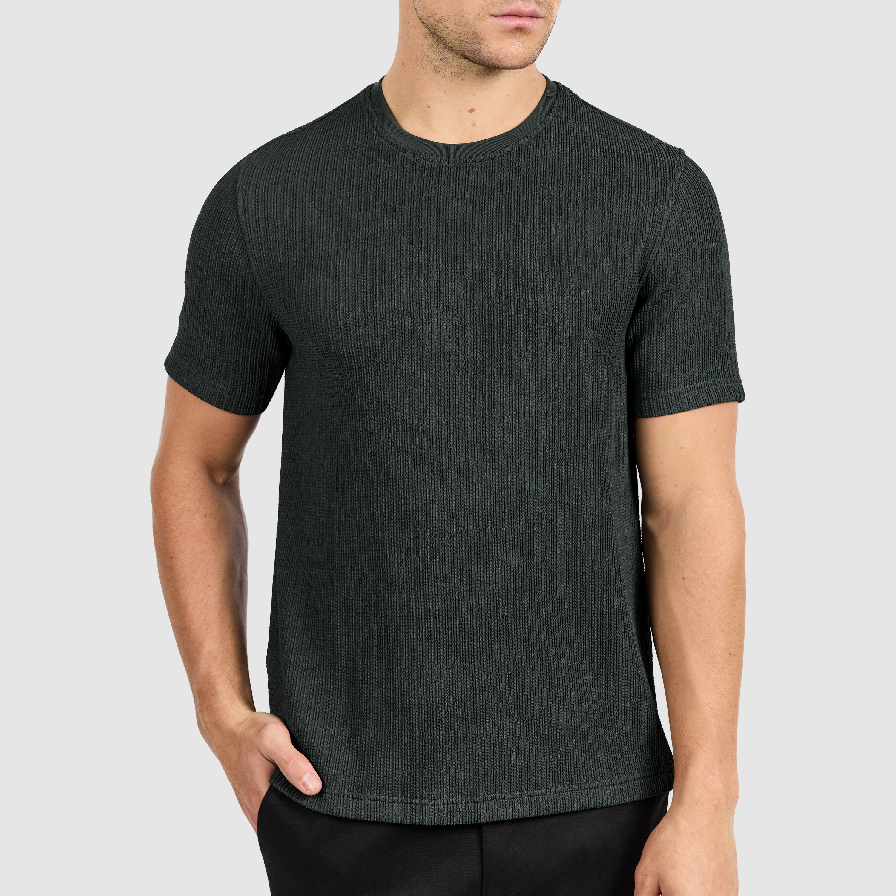 Khaki Bowen Textured T Shirt