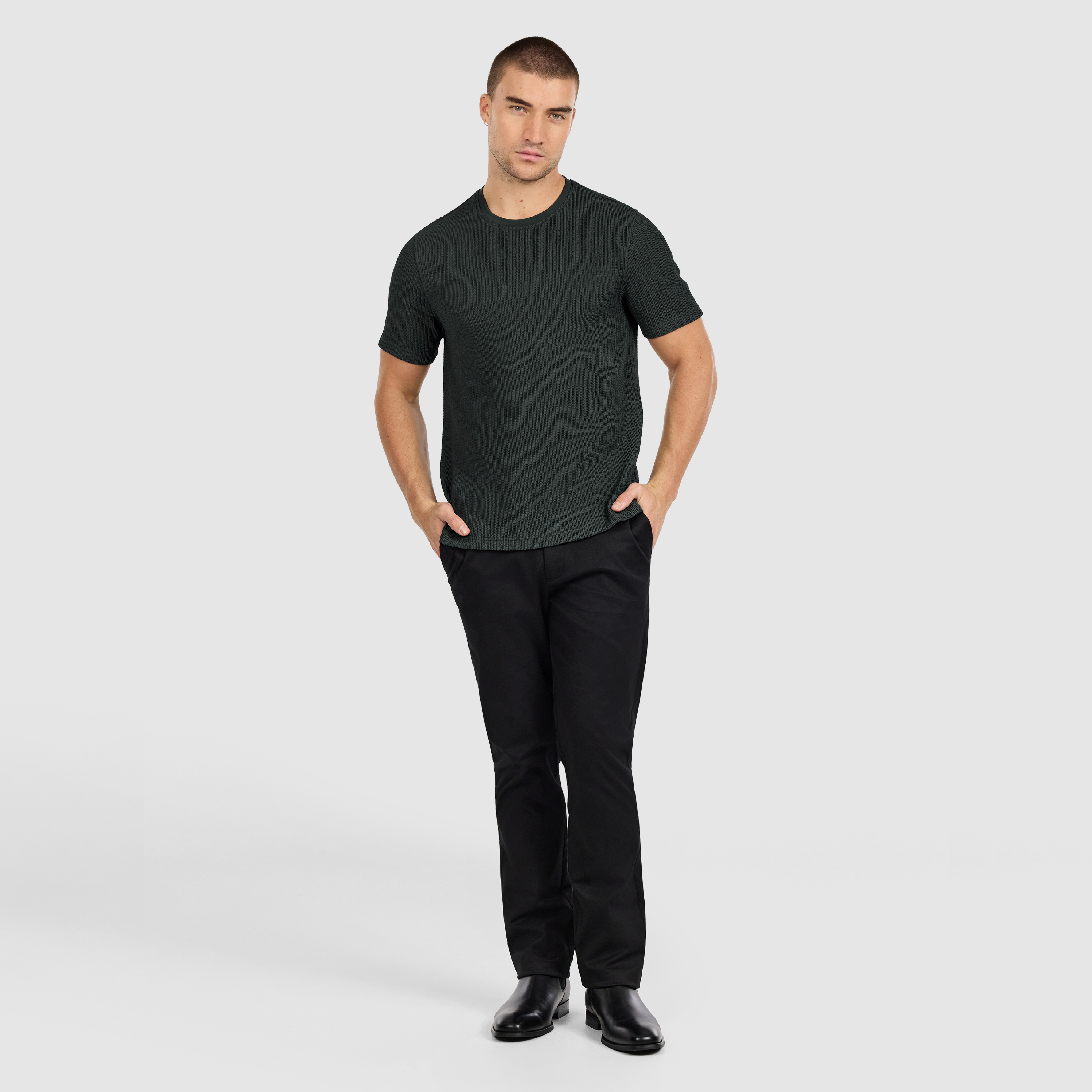 Khaki Bowen Textured T Shirt