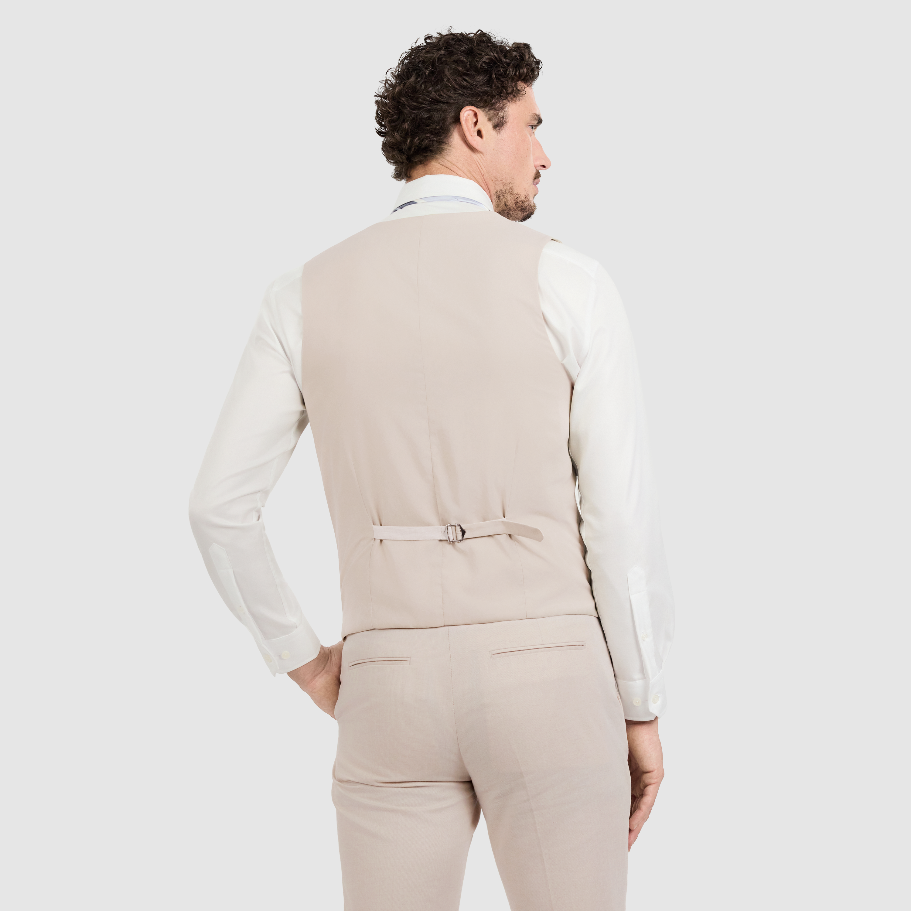 Natural Jaeden Slim Linen Waistcoat