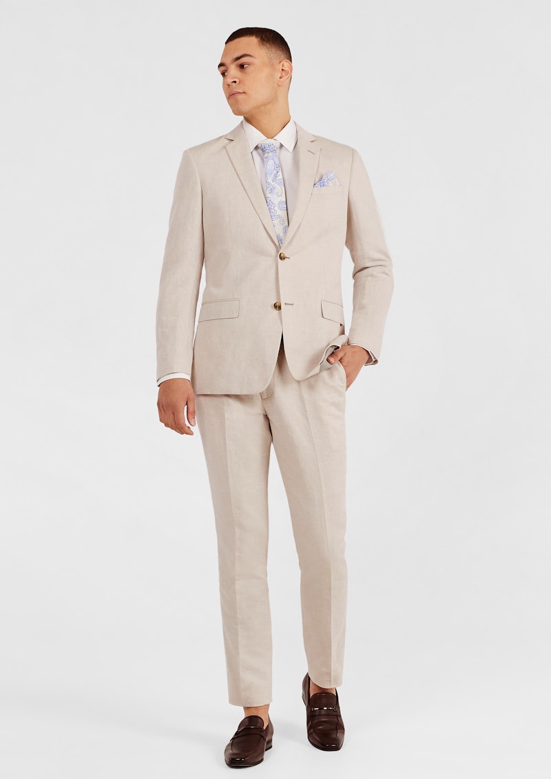 Natural Jae Slim Linen Suit Jacket | Men's Apparel | Tarocash